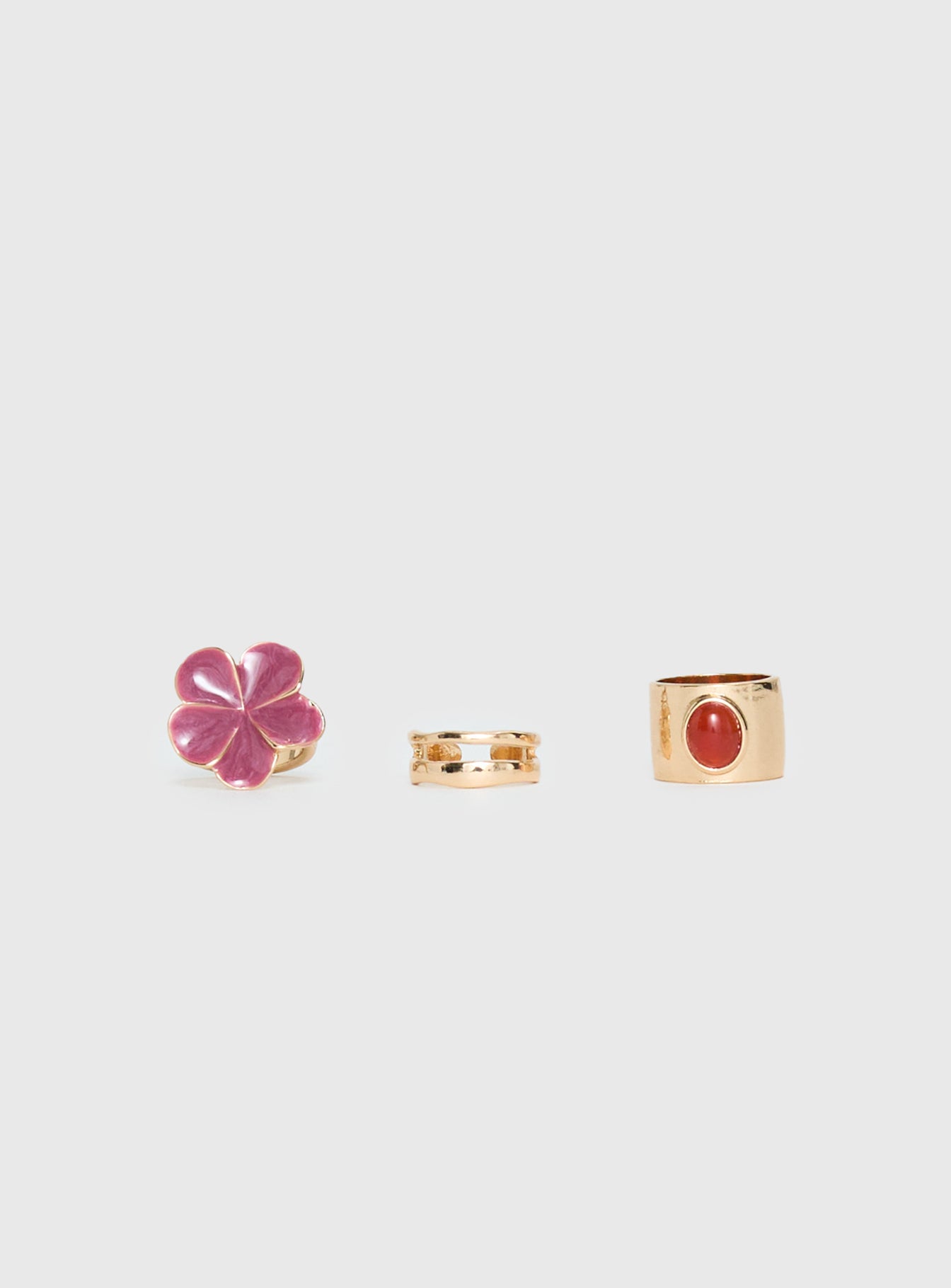 Rosellah Ring Set Gold Pink - Image 2