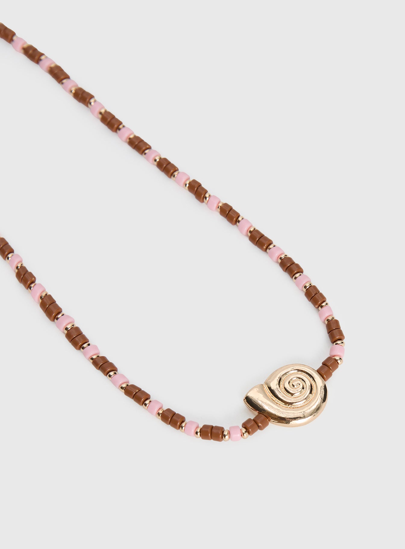 Danyel Beaded Necklace Pink Brown - Image 3