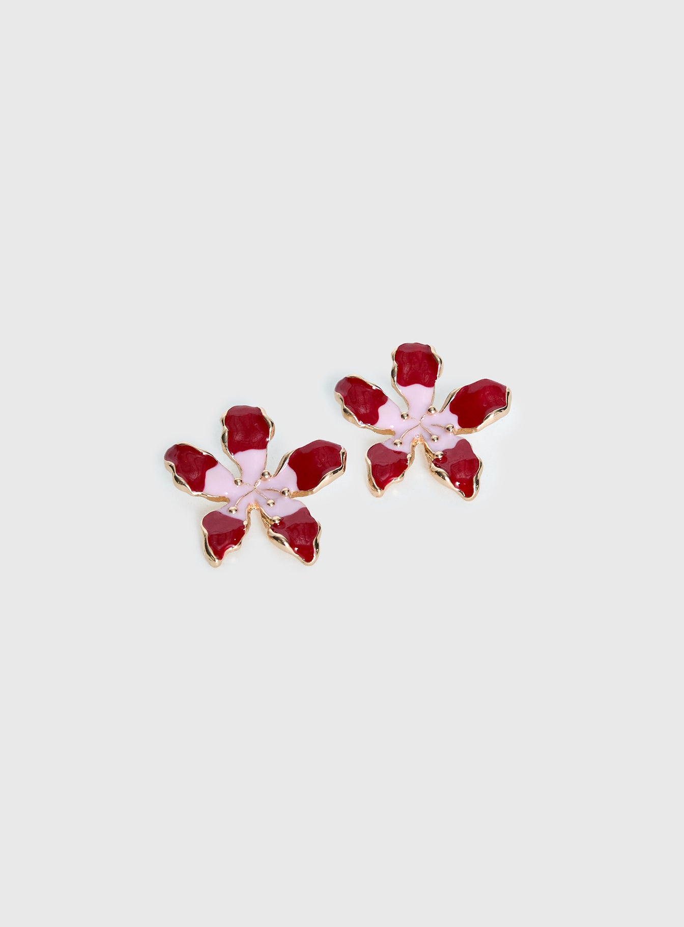 Ysabelle Flower Earrings Pink Red - Image 3