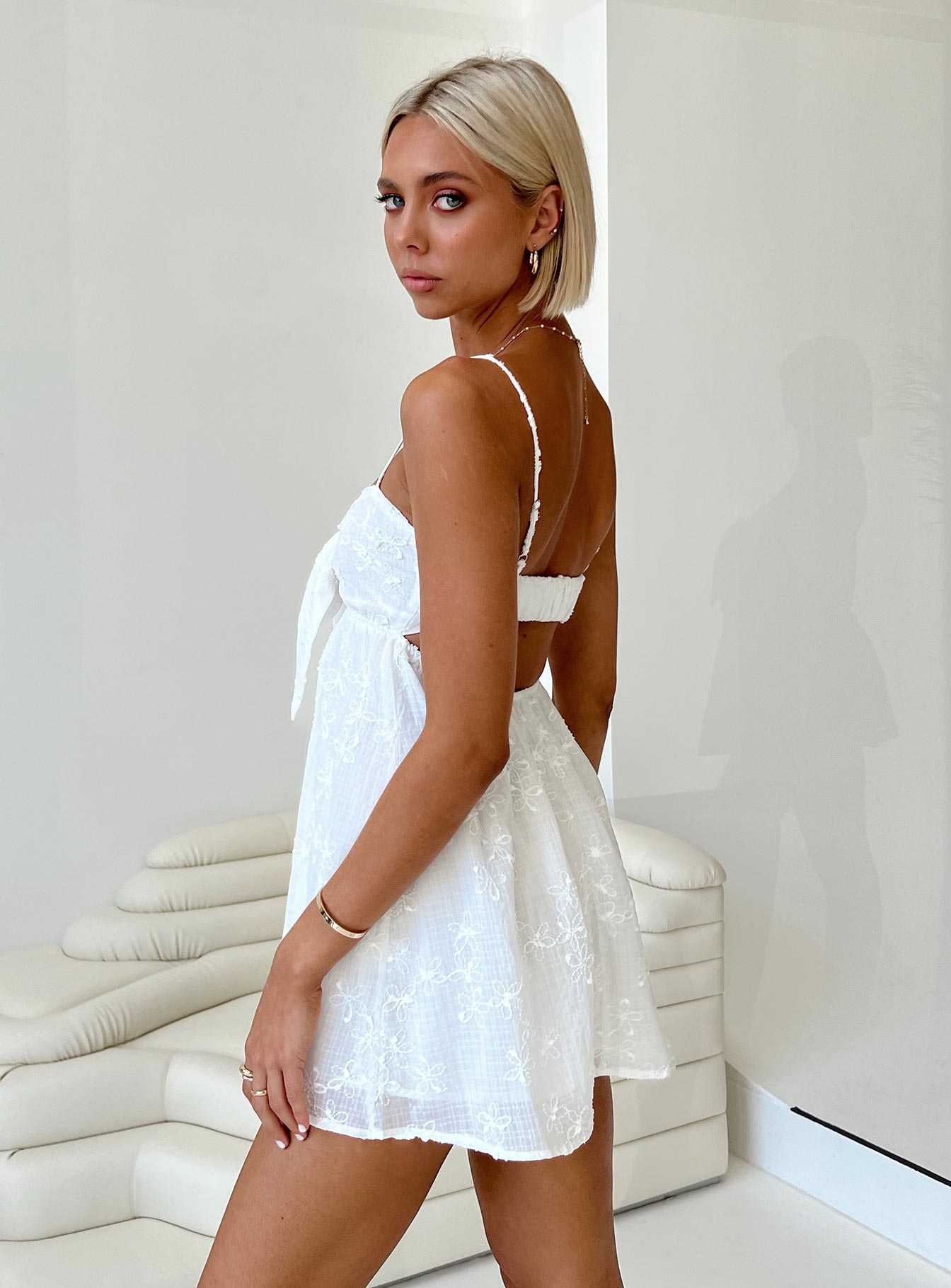 Granno Mini Dress White - Image 3