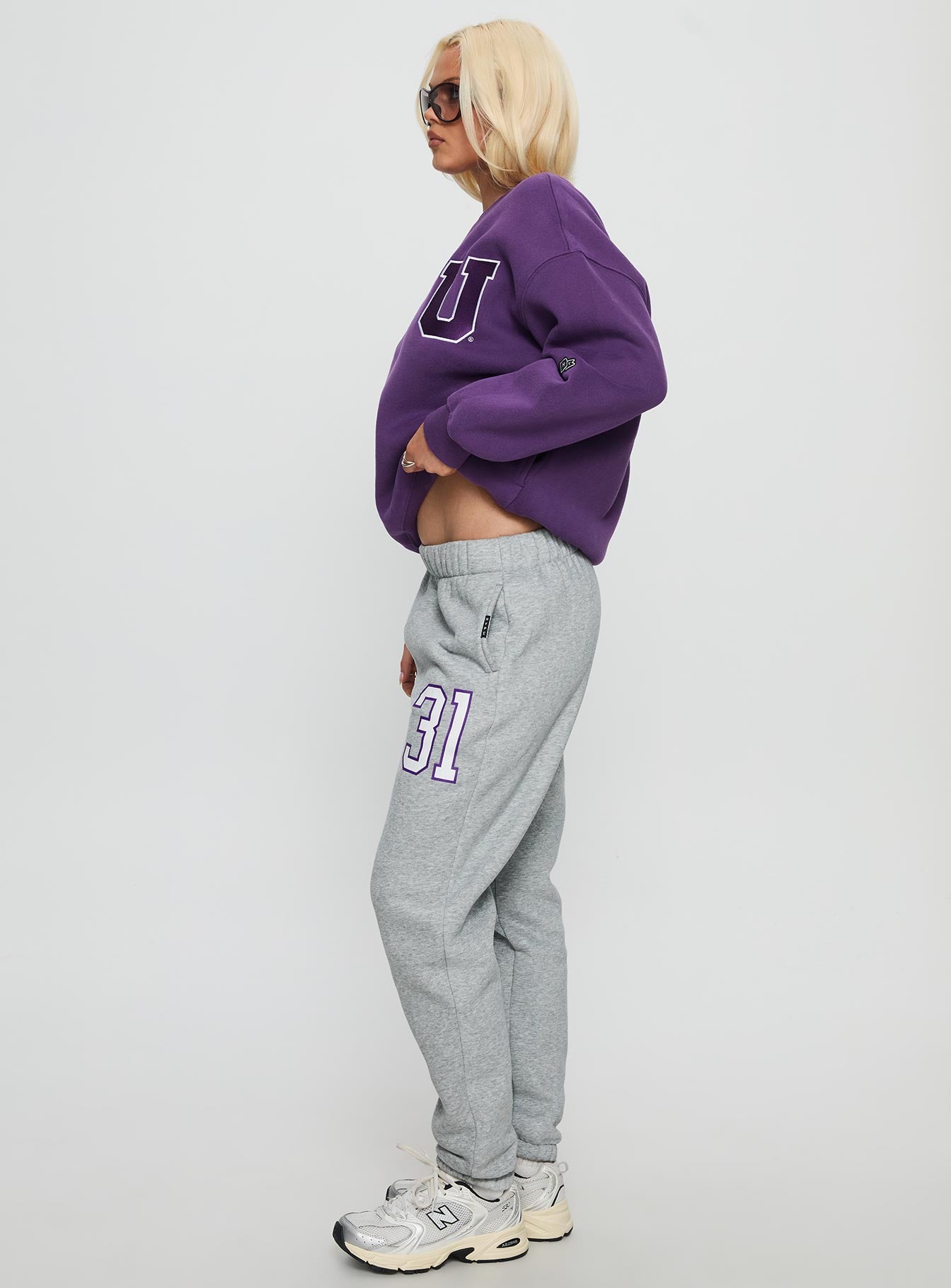 Nyu Basic Sweatpants Heather Grey - Image 3