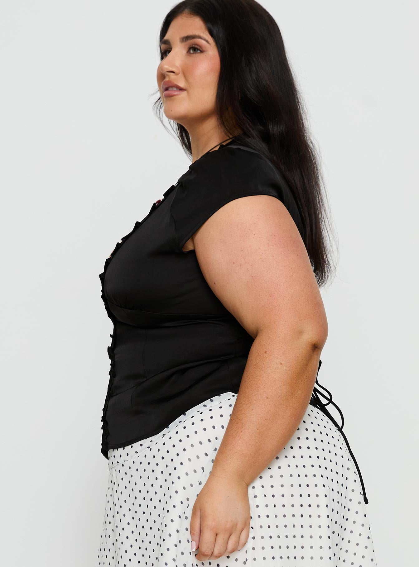 Tatianna Frill Blouse Top Black Curve - Image 4