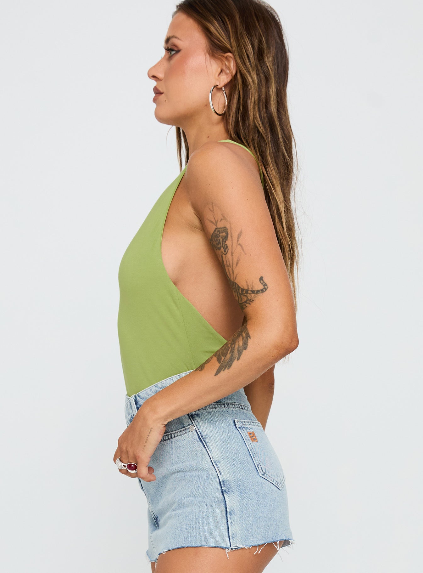Ferrera One Shoulder Bodysuit Green - Image 3
