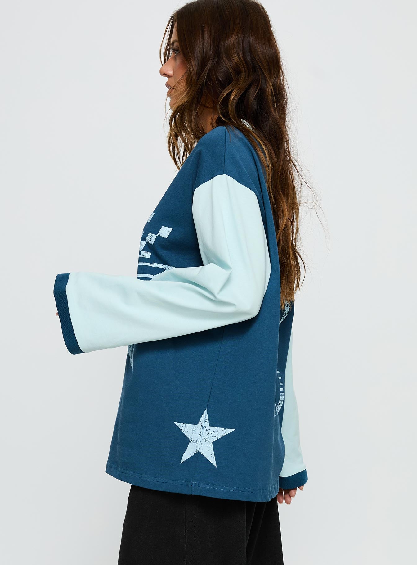 Starletta Long Sleeve Moto Top Blue - Image 4