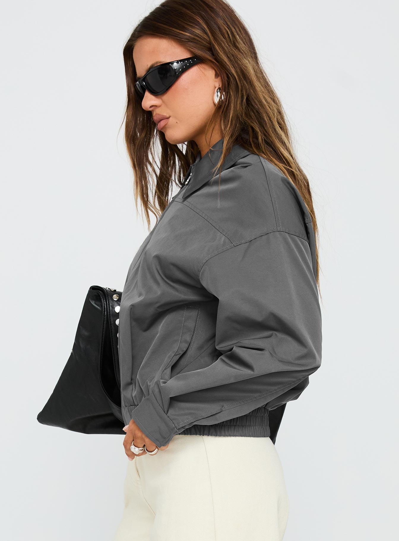 Call You Up Bomber Jacket Charcoal - Image 4