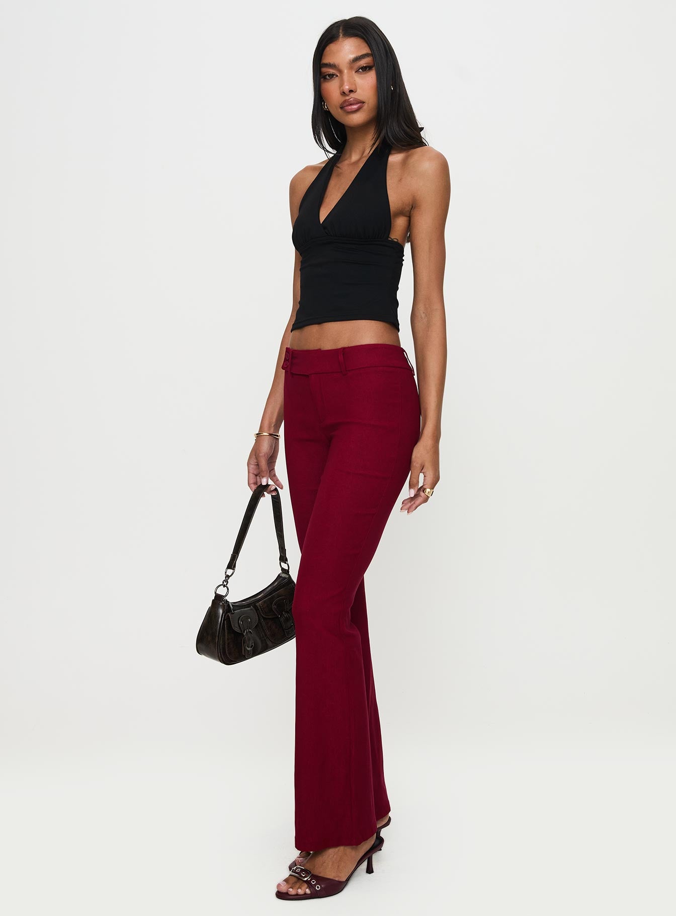 Kinkirk Flared Pants Burgundy - Image 4