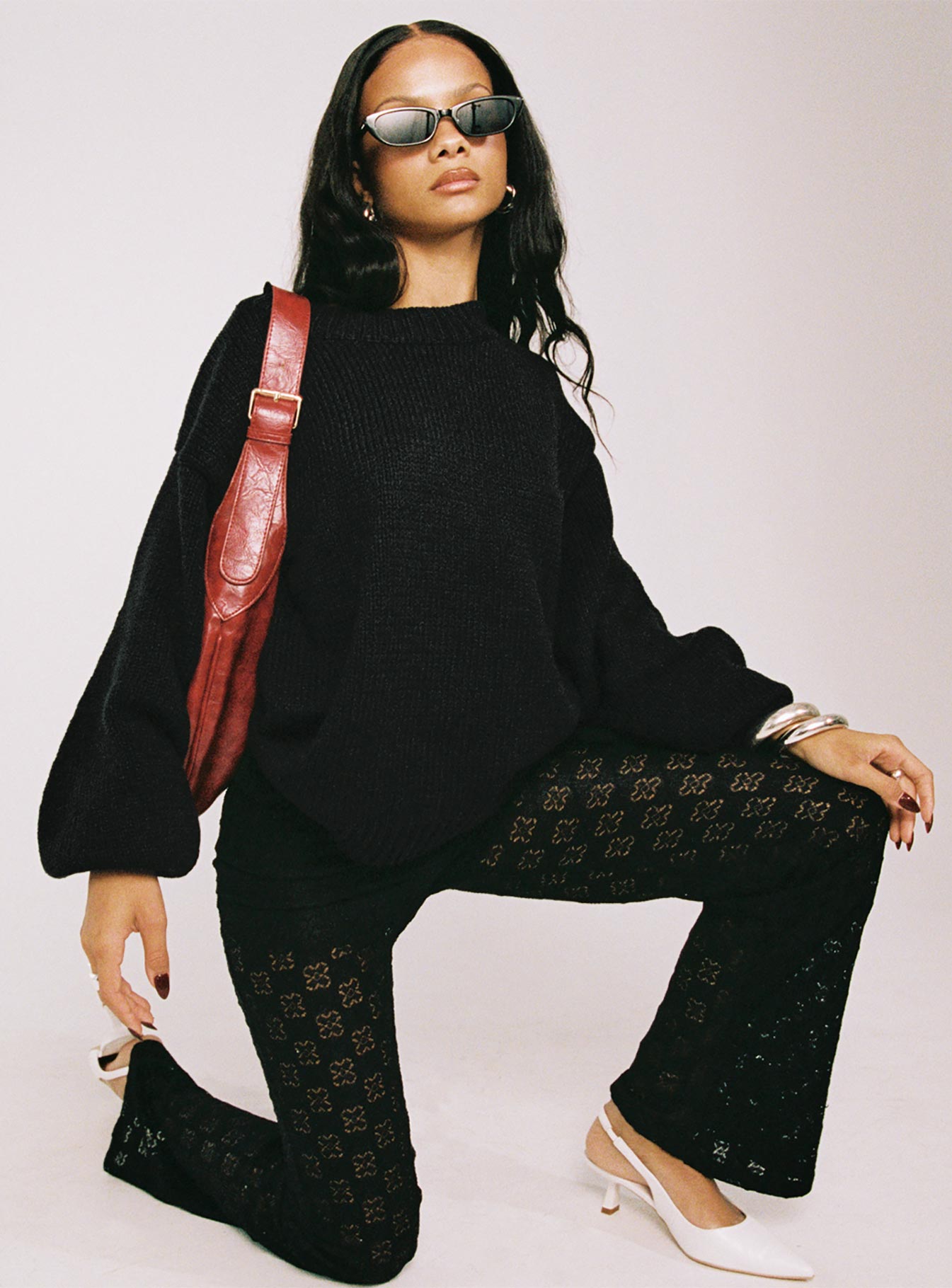 Harmony Balloon Sleeve Knit Sweater Black - Image 13