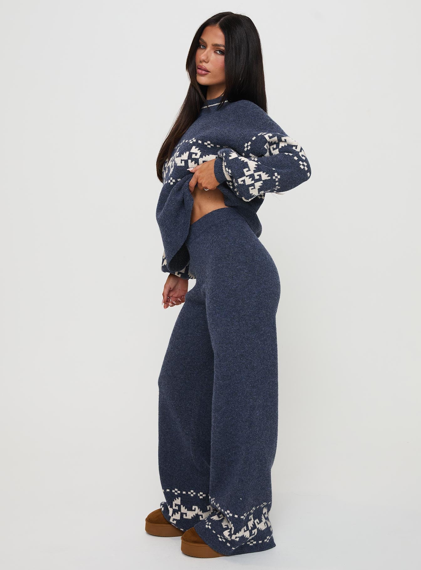 Alpine Knit Pants Navy Cream - Image 4