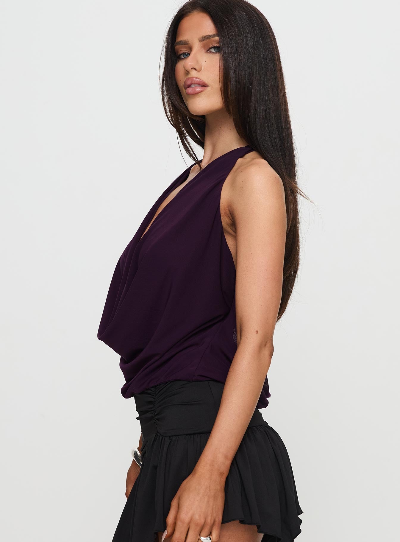 Carefree Days Cowl Neck Top Purple - Image 4