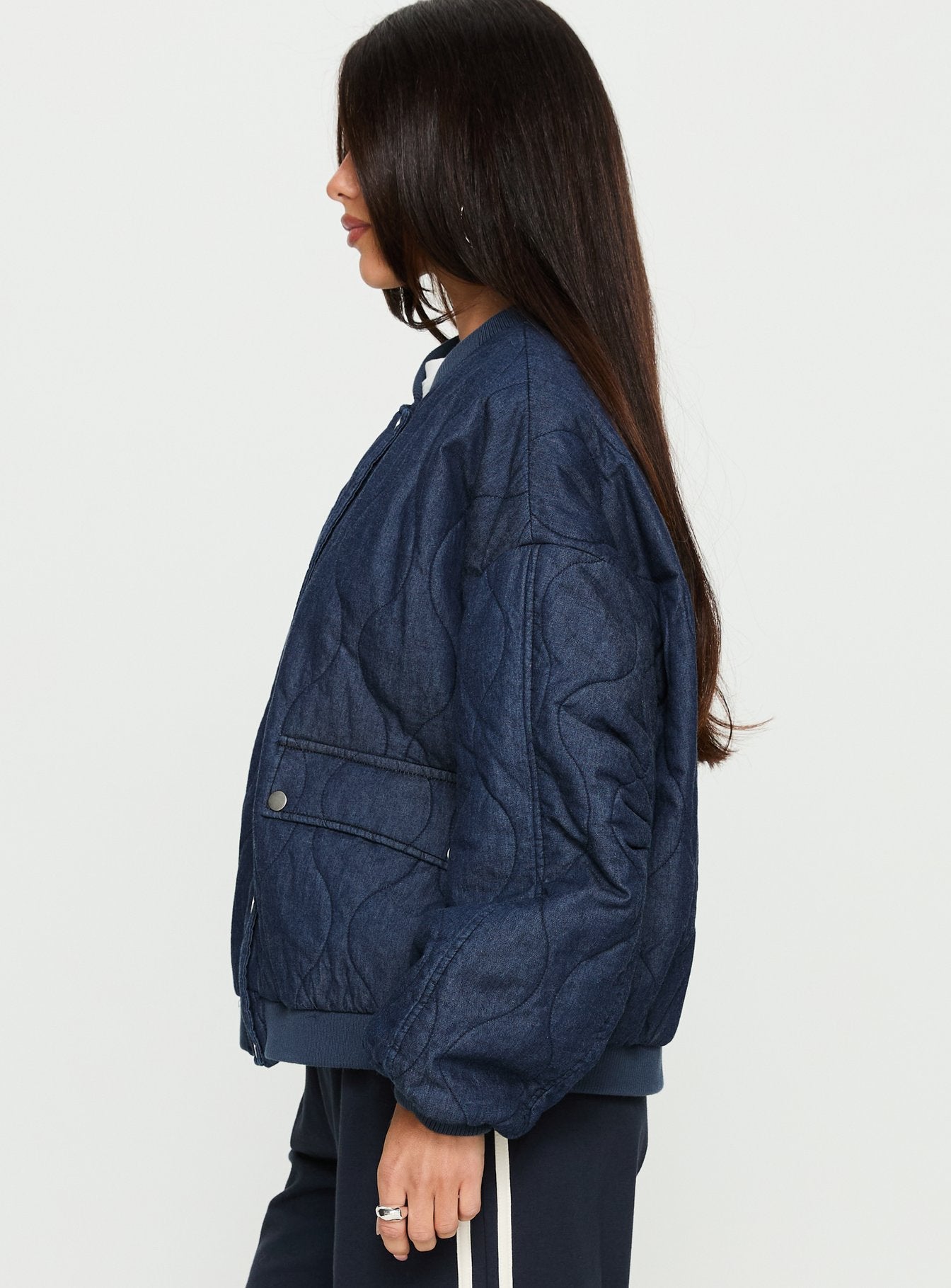 Stick Season Quilted Jacket Navy - Image 4