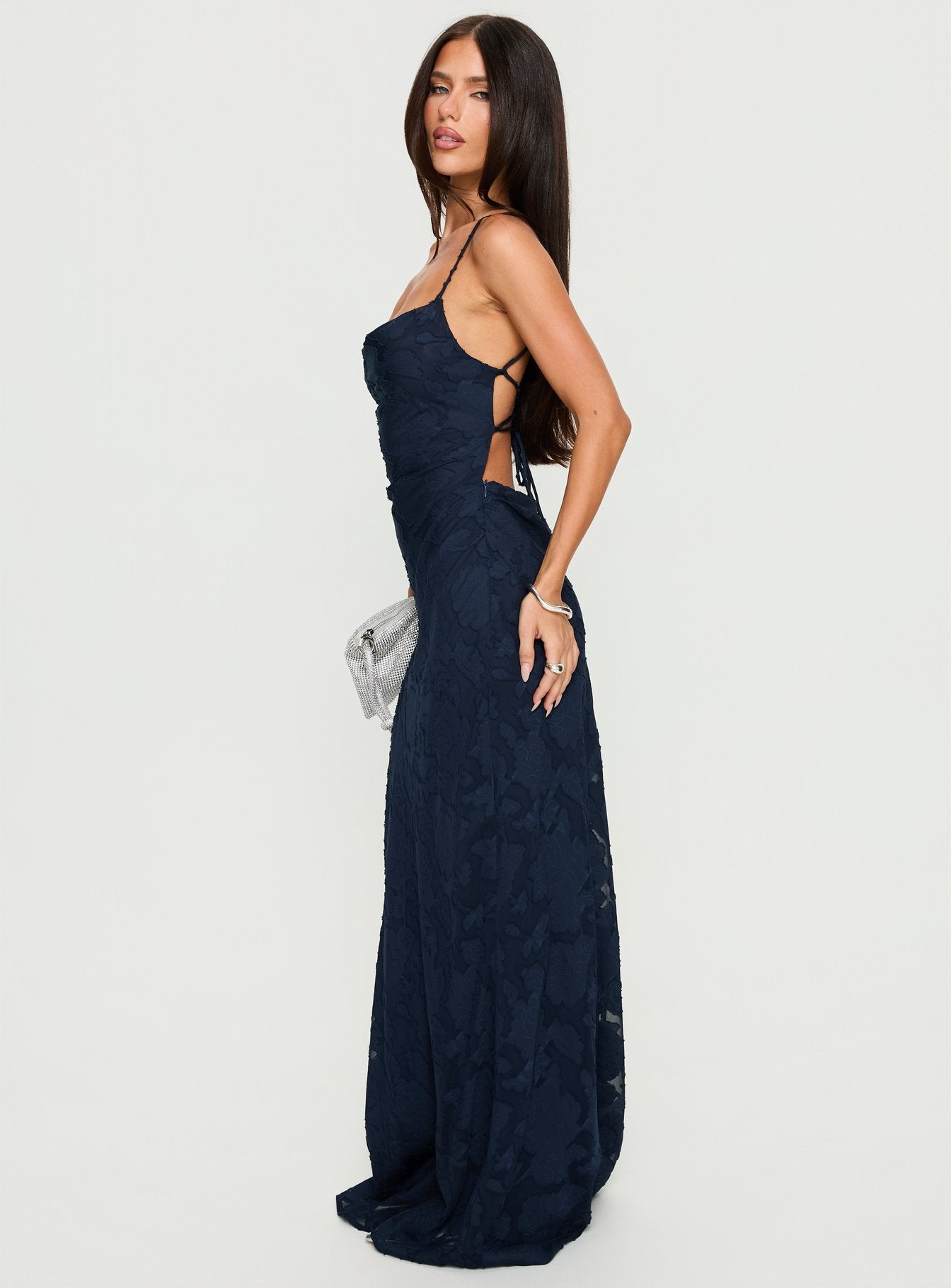 Celena Maxi Dress Navy Burnout - Image 4