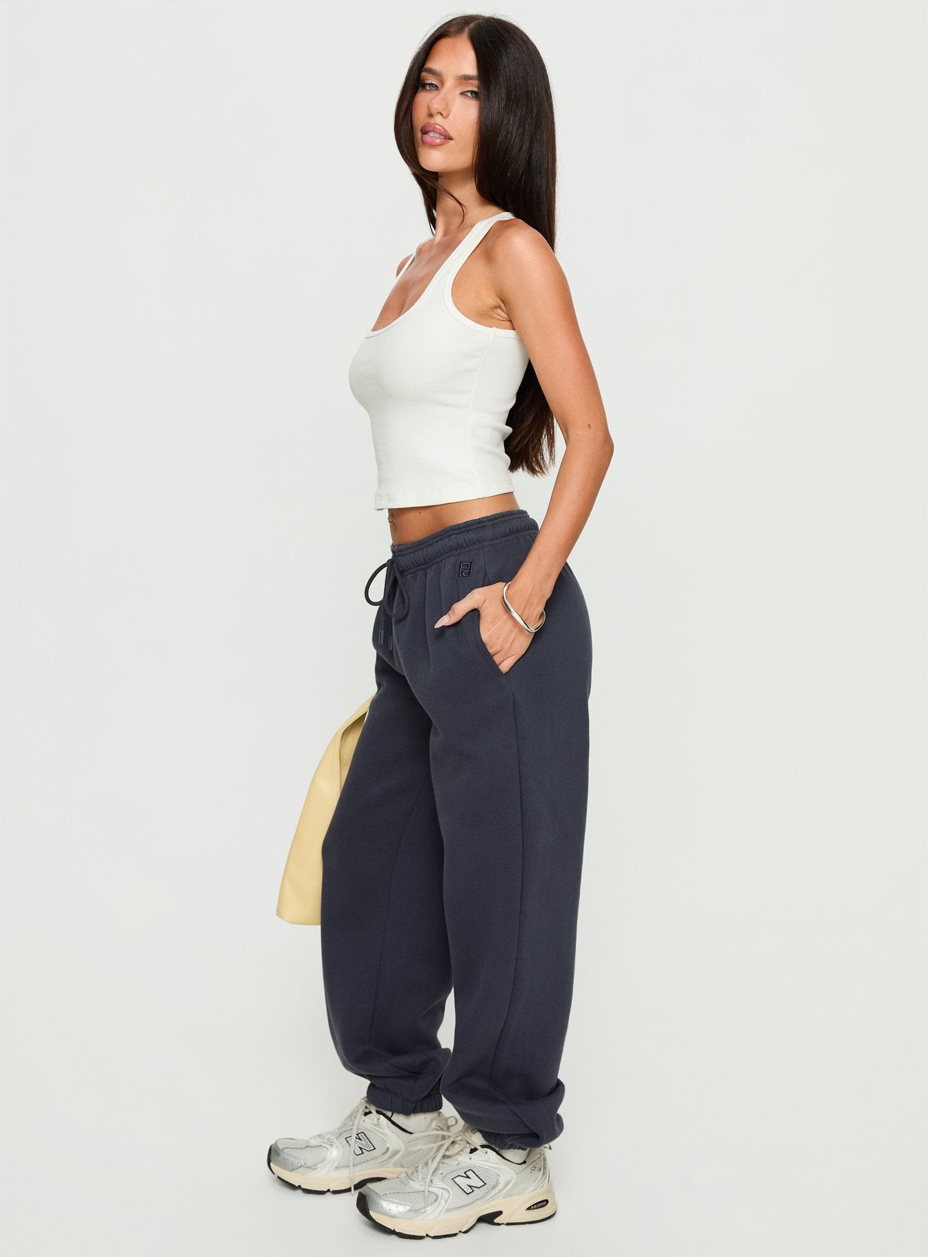 Caspa Dream Fleece Oversized Ankle Cuff Jogger Navy - Image 3