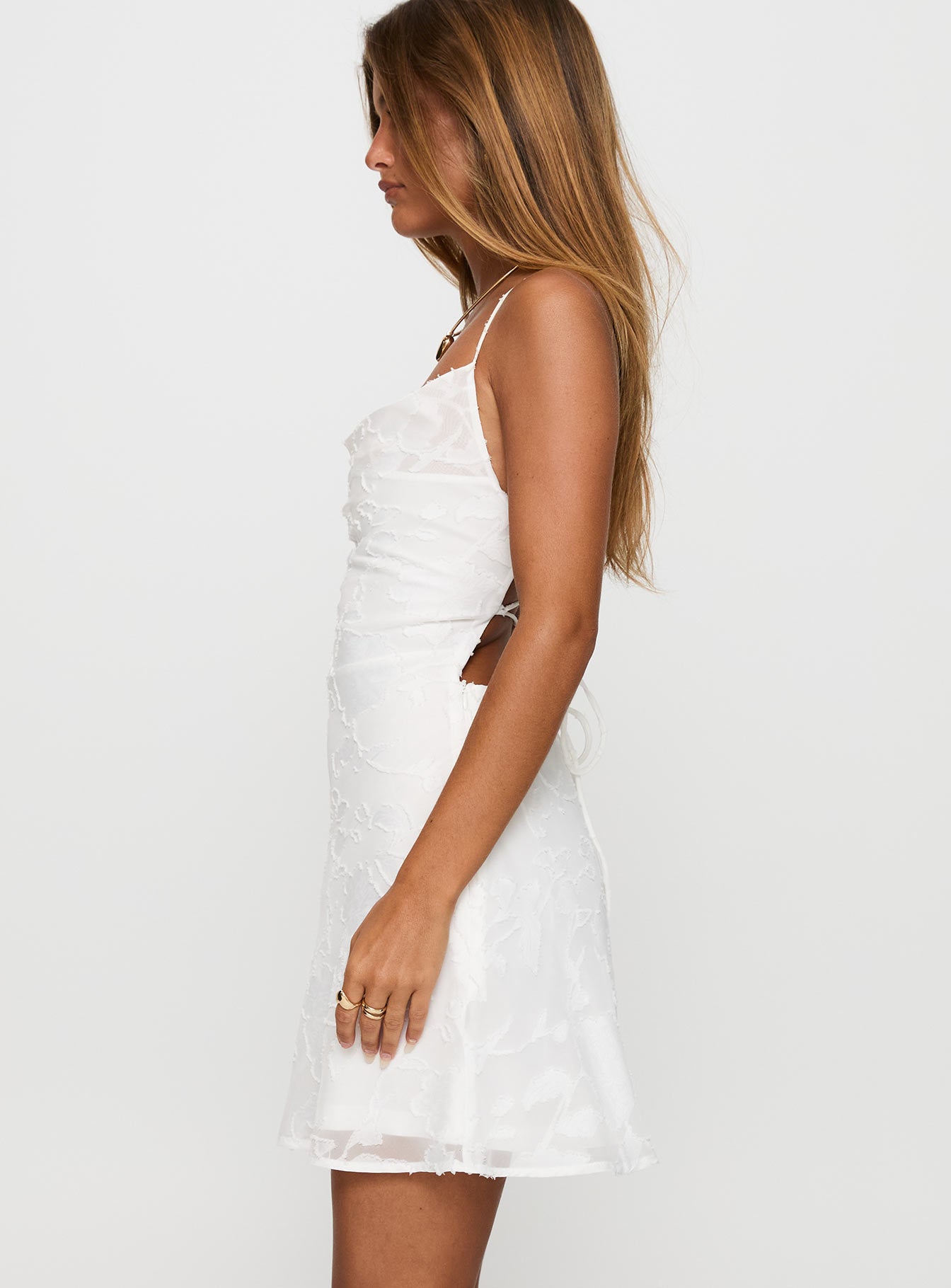 Celena Mini Dress White Floral - Image 4