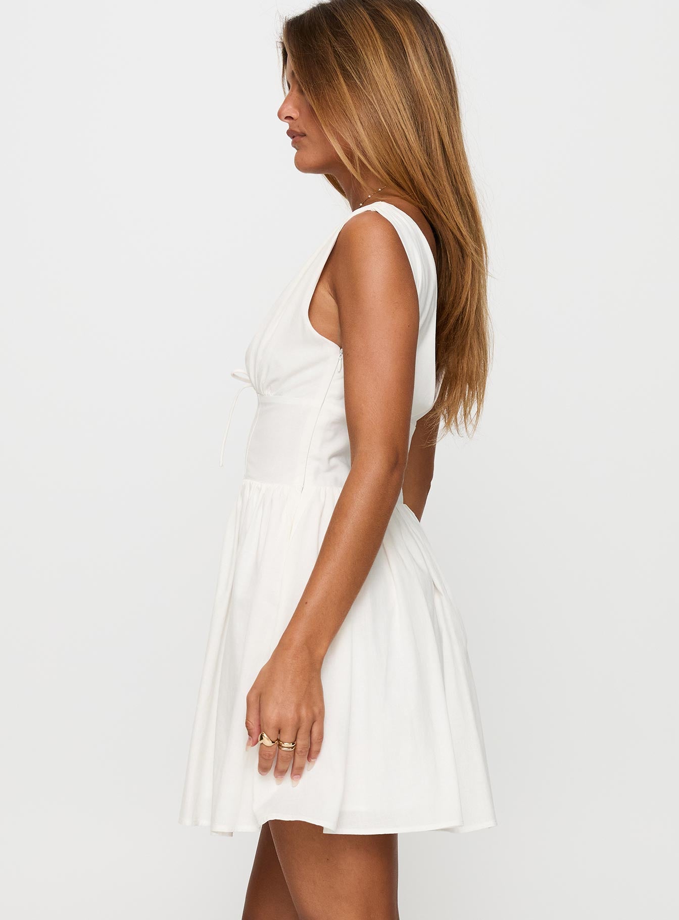 Mattison Plunge Mini Dress White - Image 4