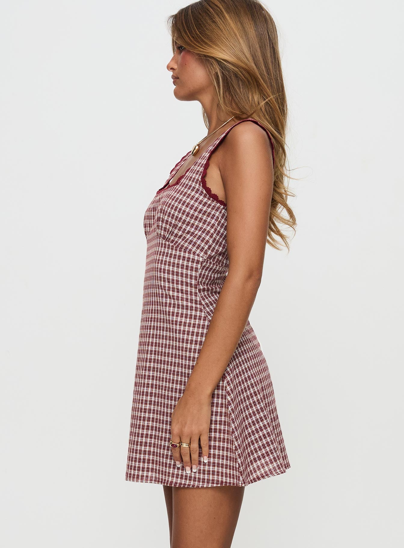 Dasha Mini Dress Red Check - Image 4