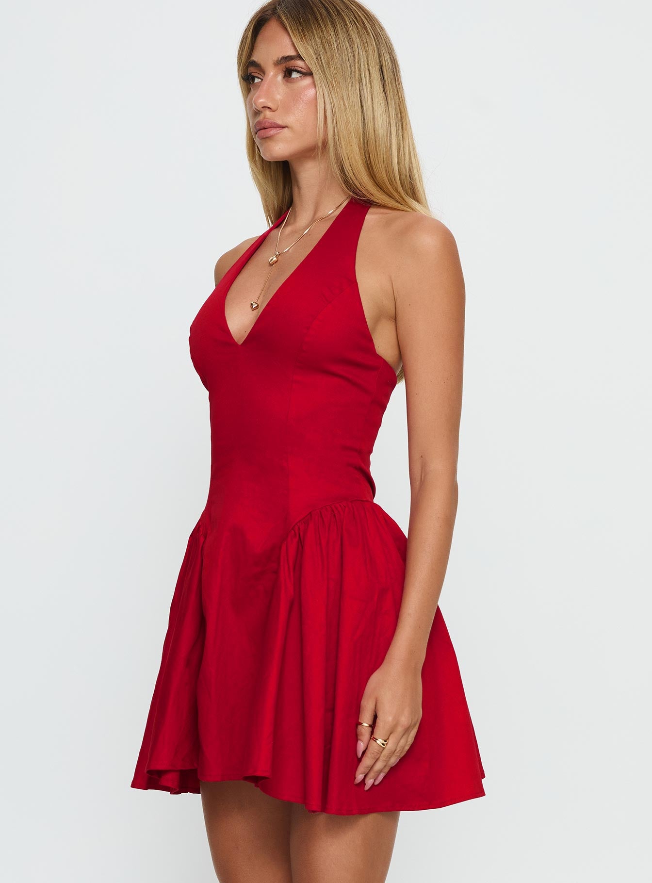 Karisse Halter Mini Dress Red - Image 4