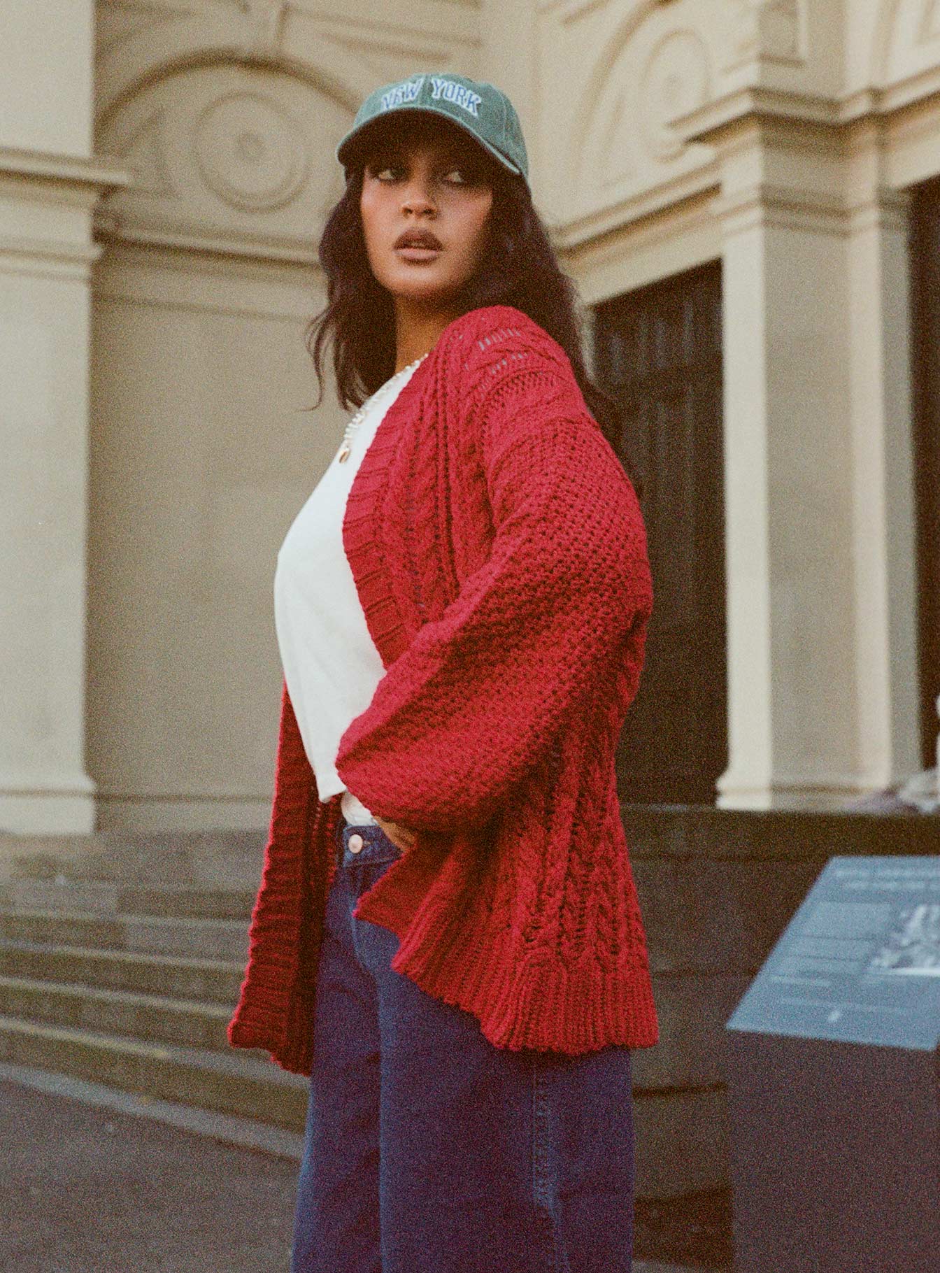 Abner Cable Cardigan Red - Image 4