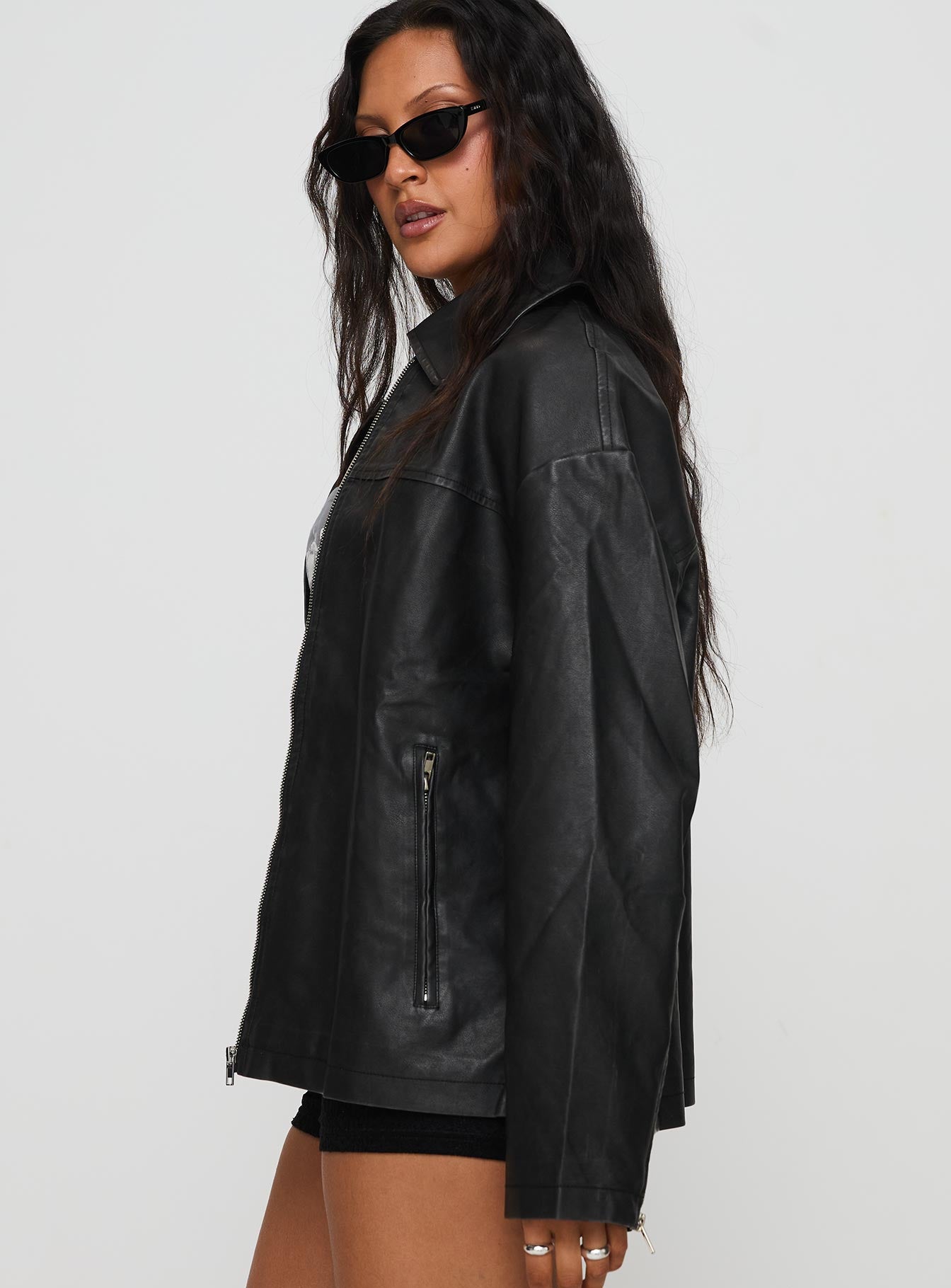 Napoleon Faux Leather Jacket Black - Image 4