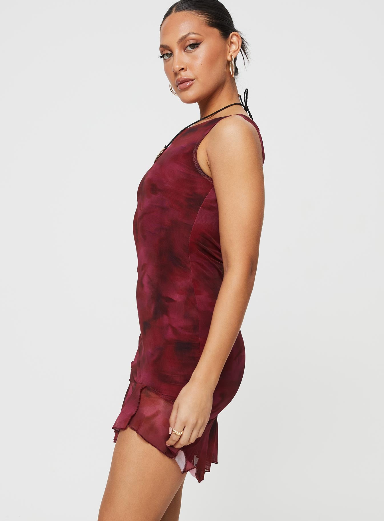 Molita Ruffle Hem Mini Dress Red - Image 5