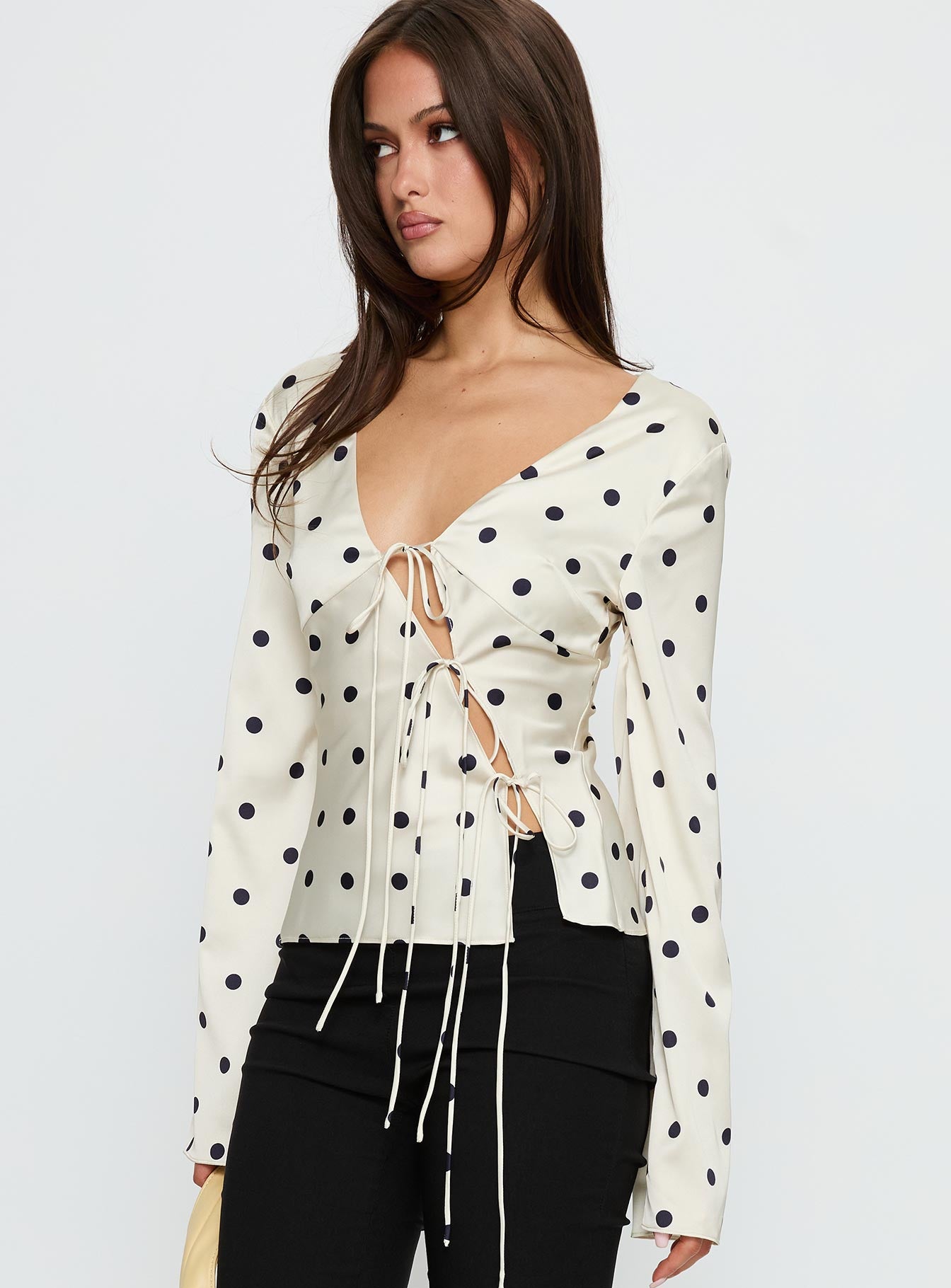 Mariah Long Sleeve Top Cream Polka - Image 4