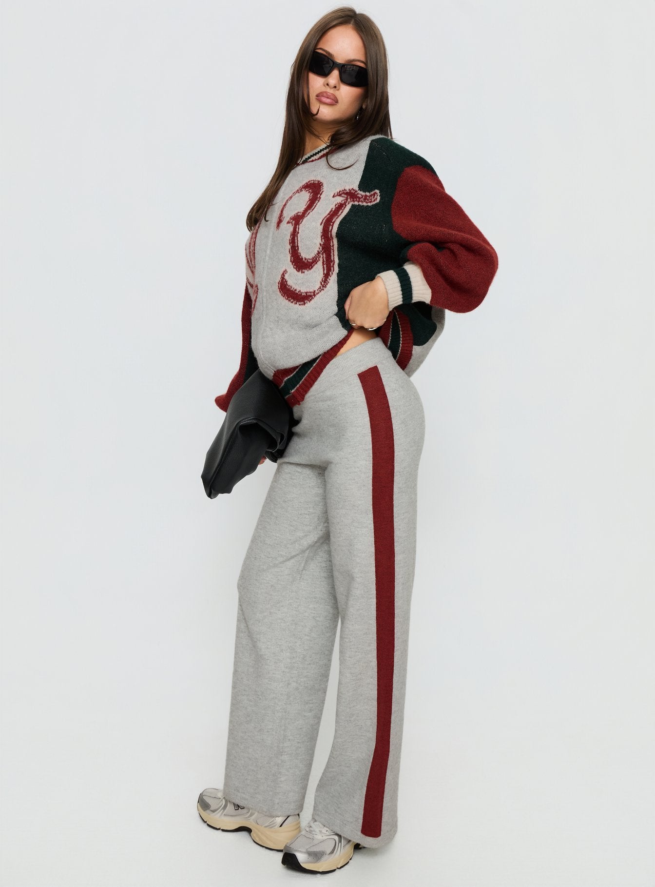 Brandyce Straight Leg Knit Pants Grey Red - Image 3