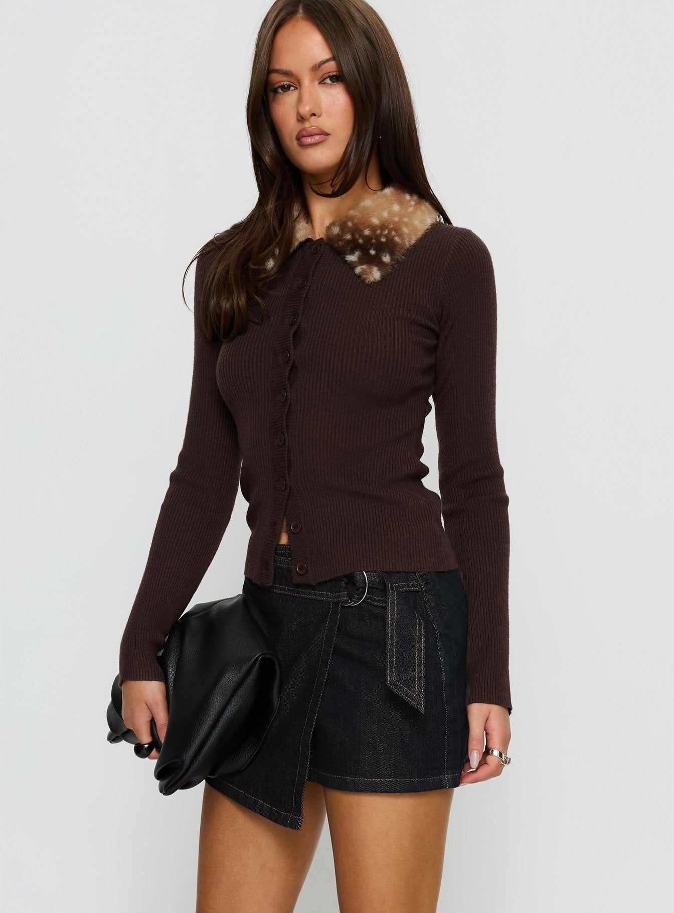 Elinora Wrap Mini Skirt Raw Denim - Image 4