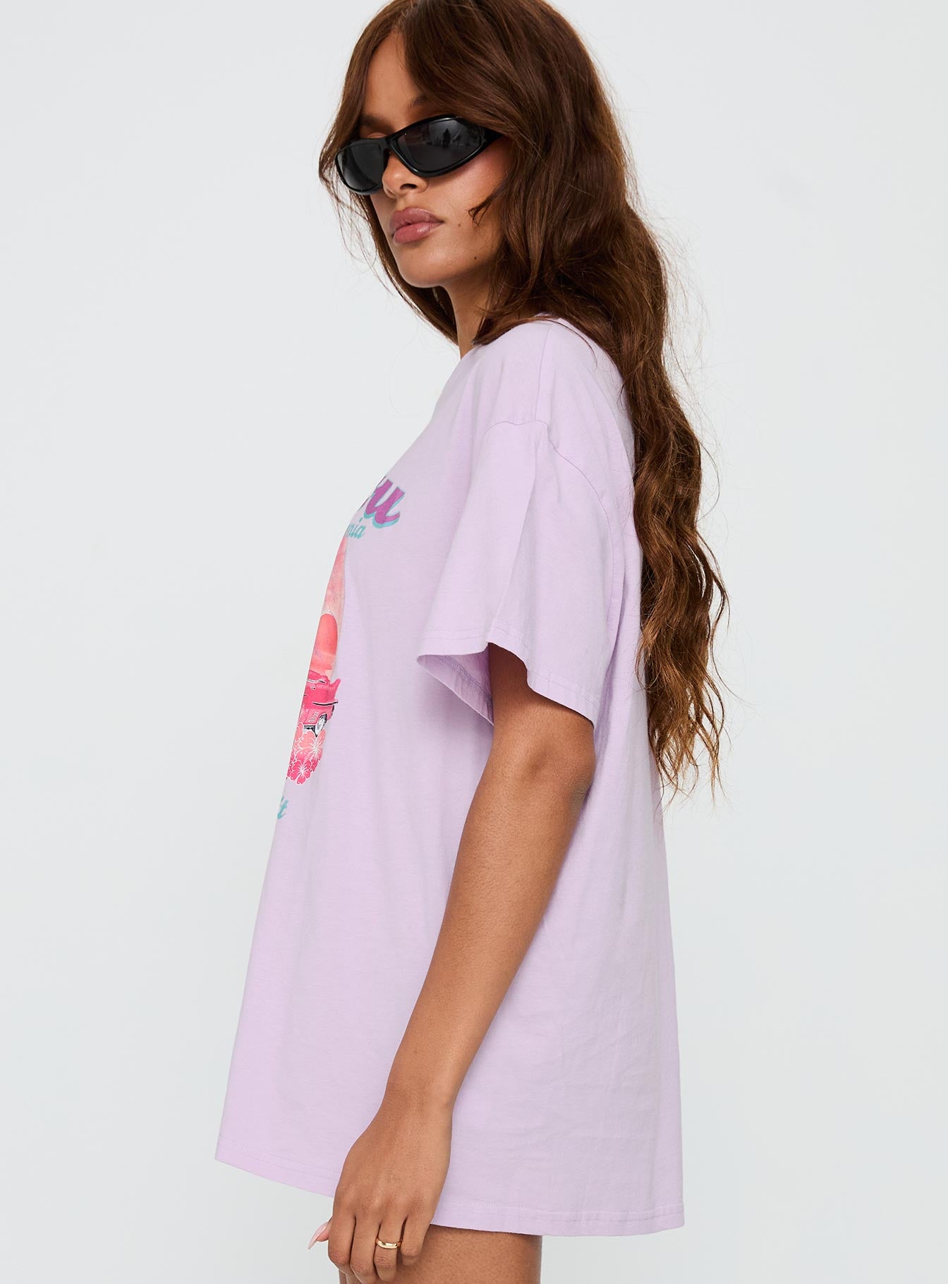 Malibu Sunset Oversized Graphic Tee Purple - Image 3