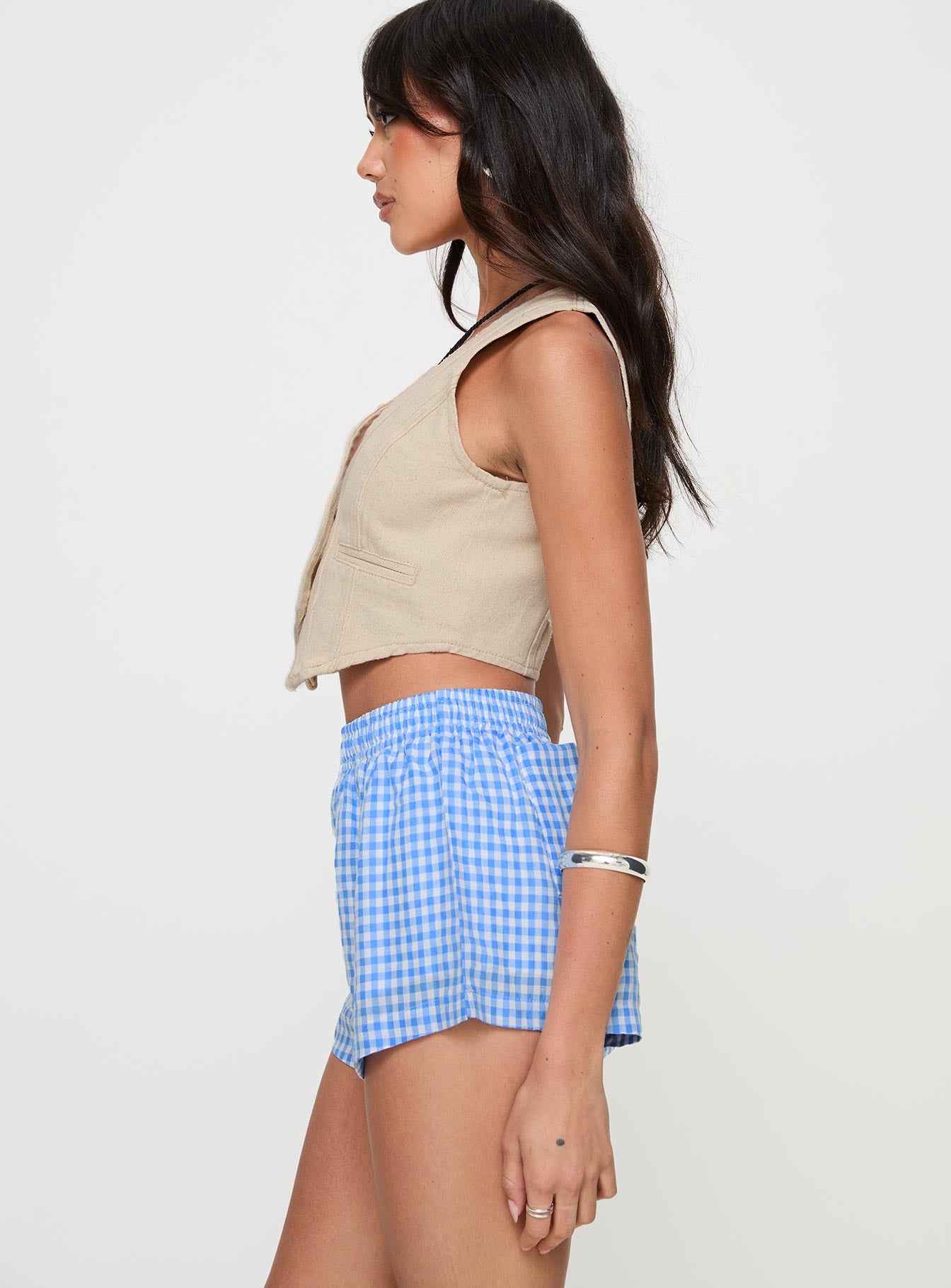 Beach House Shorts Blue White Gingham - Image 3
