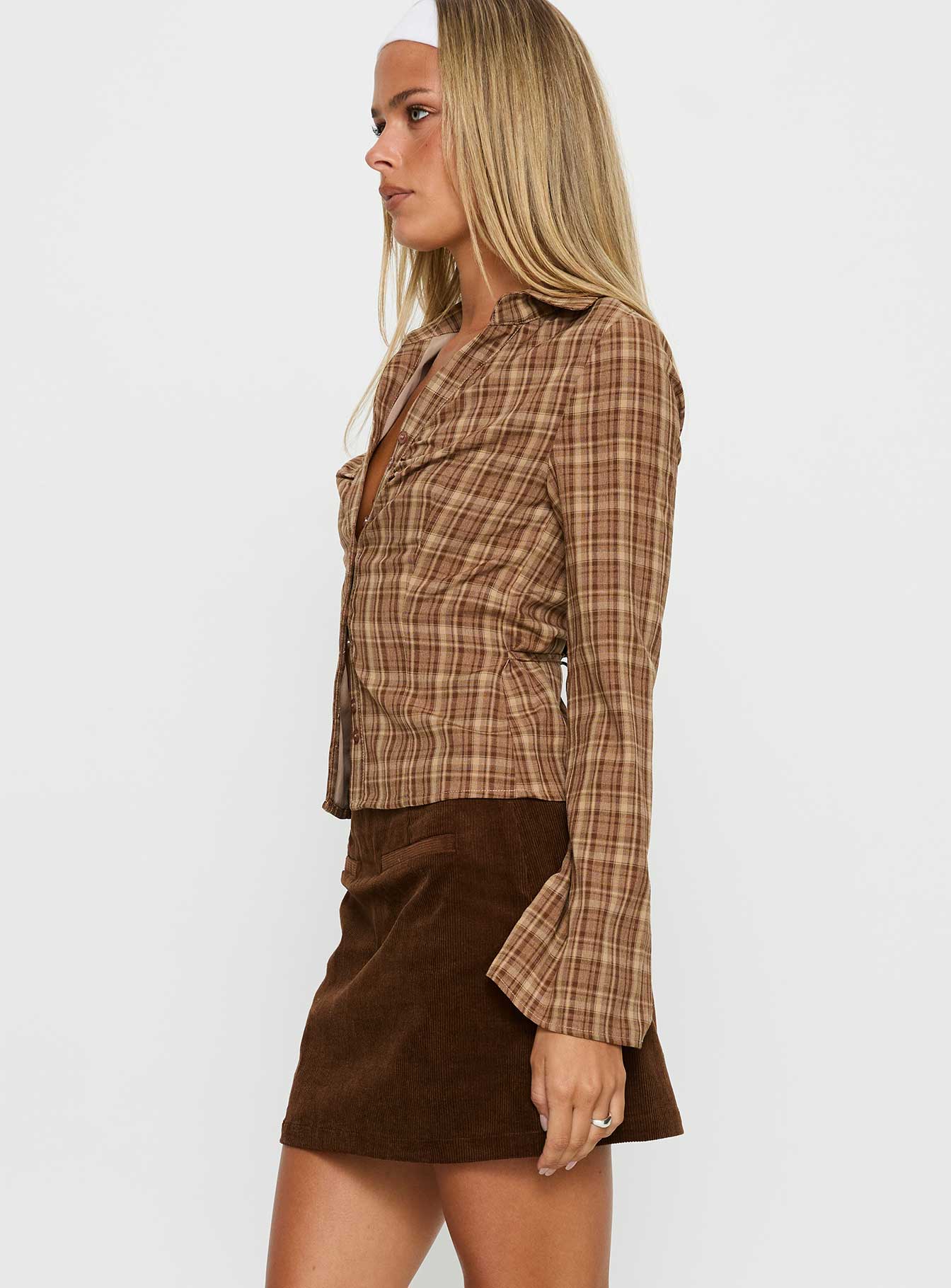 Araceli Corduroy Mini Skirt Brown - Image 4