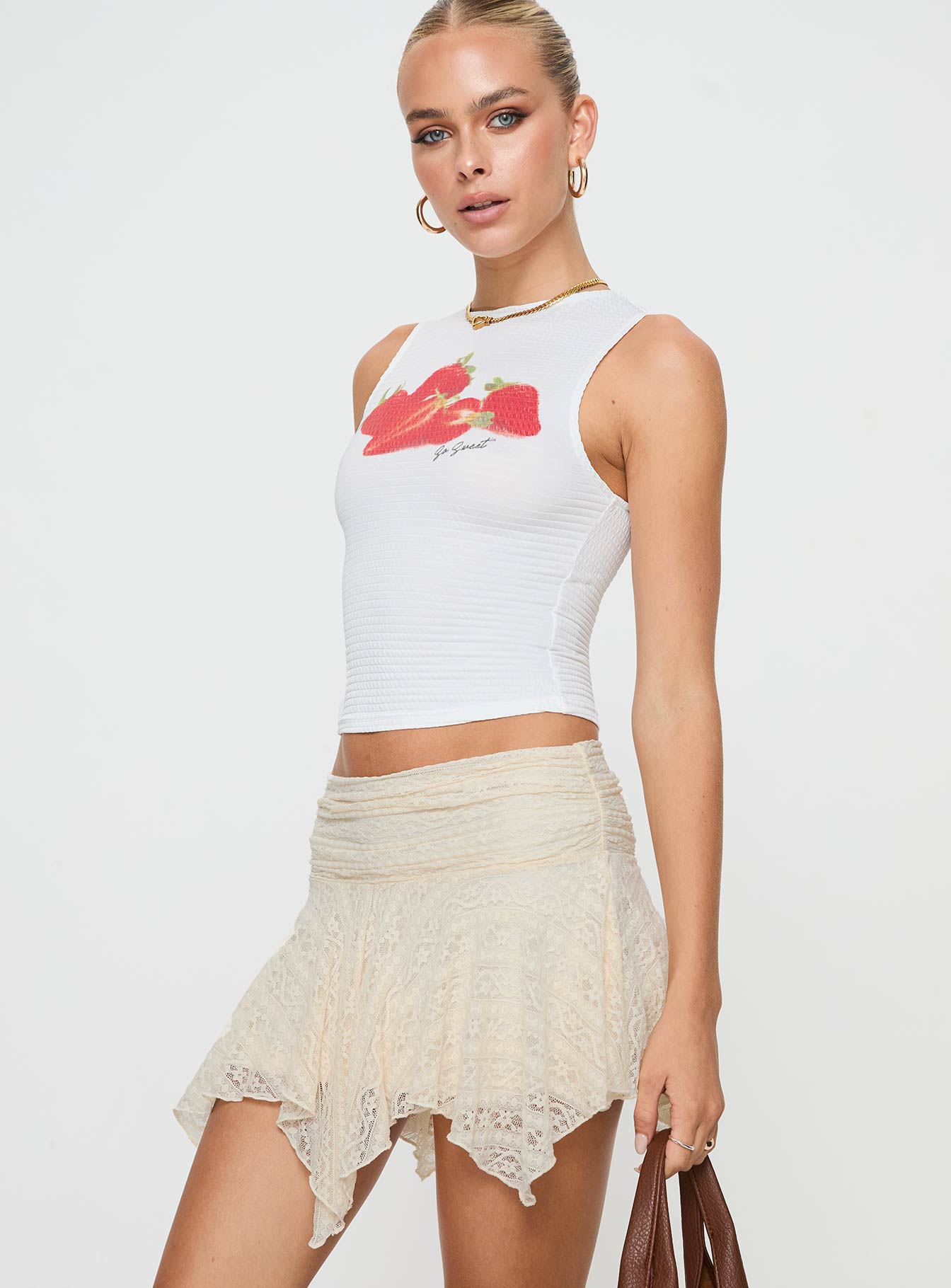 Lifas Lace Mini Skirt Cream - Image 4
