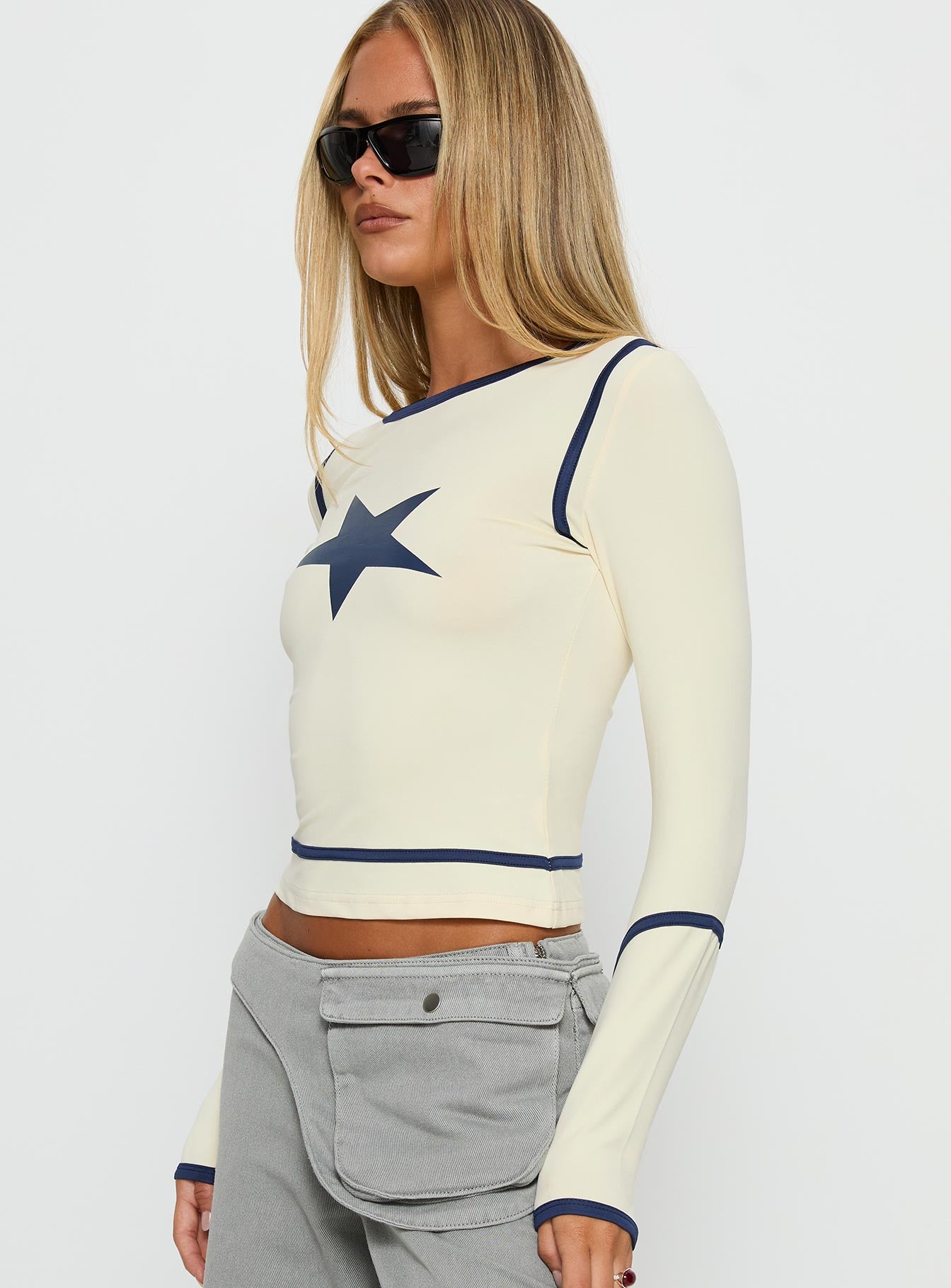 Starshot Long Sleeve Graphic Top Cream - Image 4