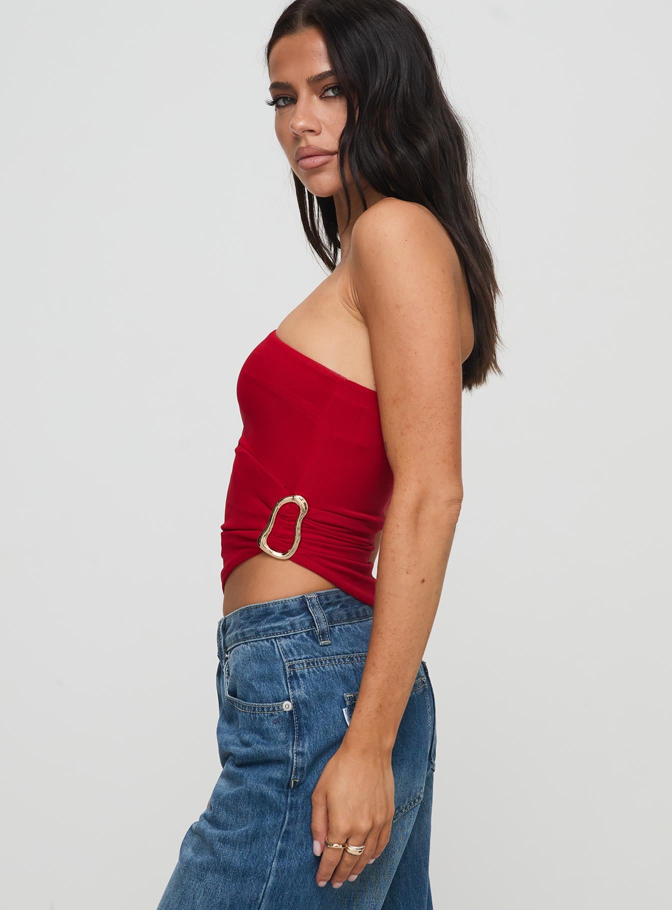 Machiatto One Shoulder Top Red - Image 4