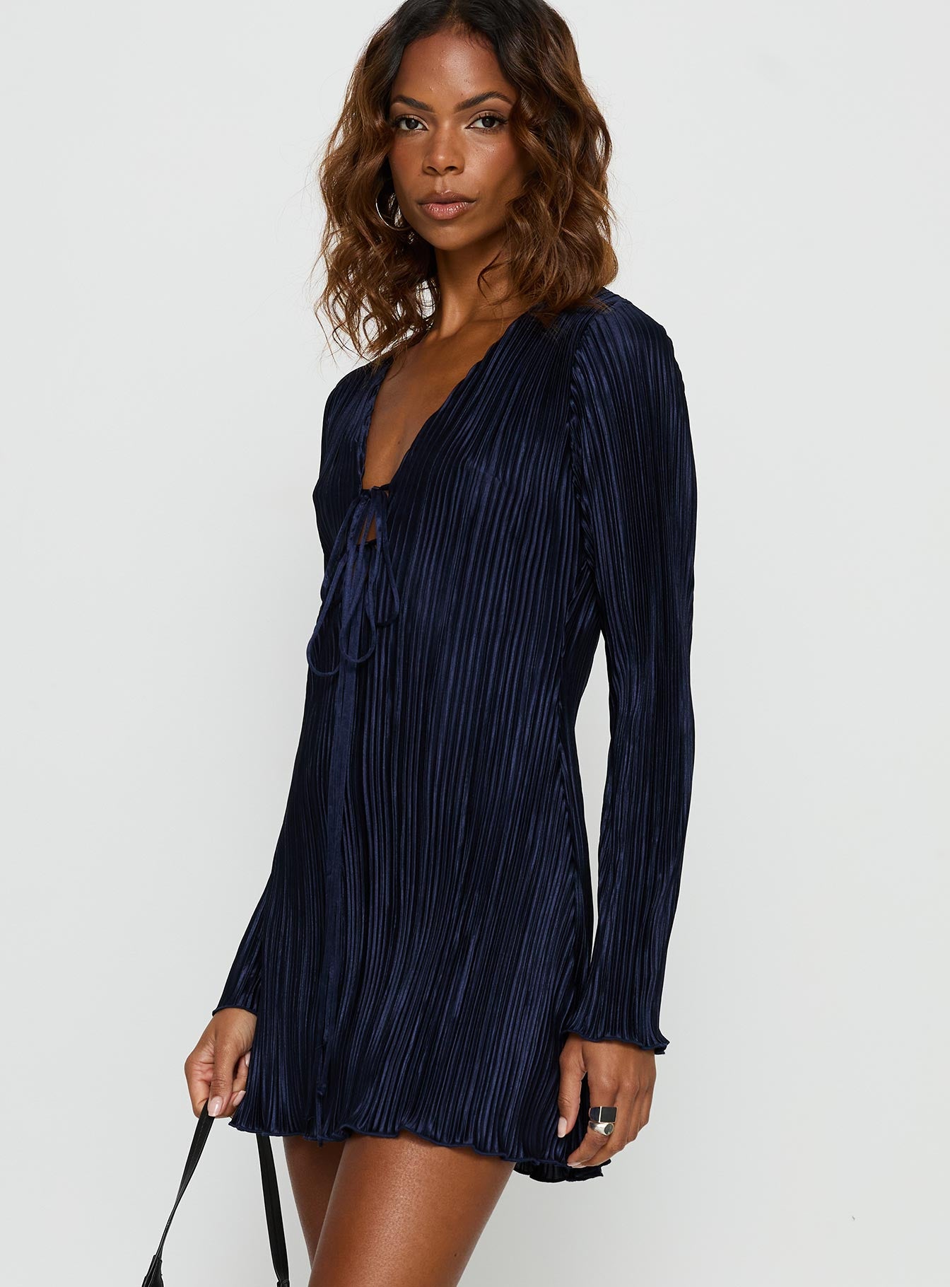 Malop Long Sleeve Mini Dress Navy - Image 4