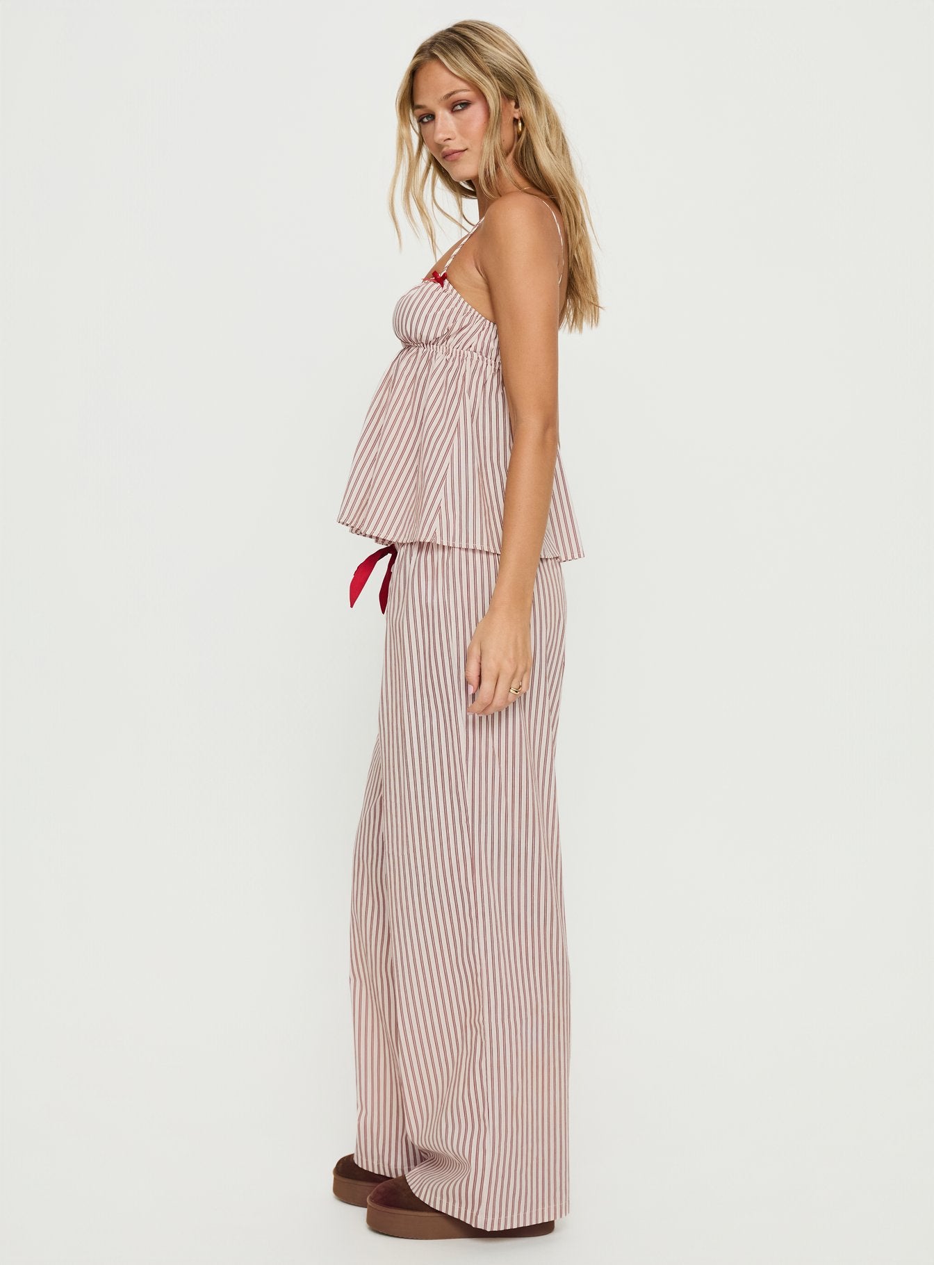 Chill Club Sleep Relaxed Pants Red White Stripe - Image 4