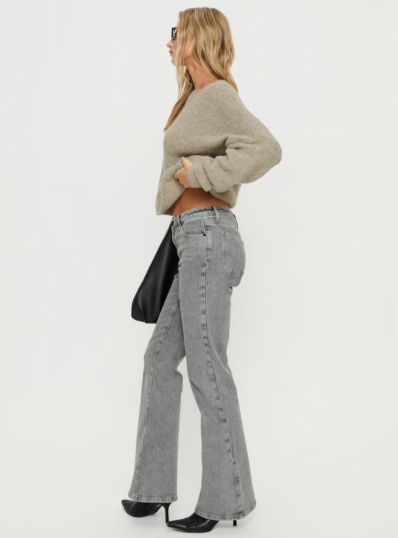 Magic Mirror Mid Rise Bootleg Jeans Washed Grey - Image 4