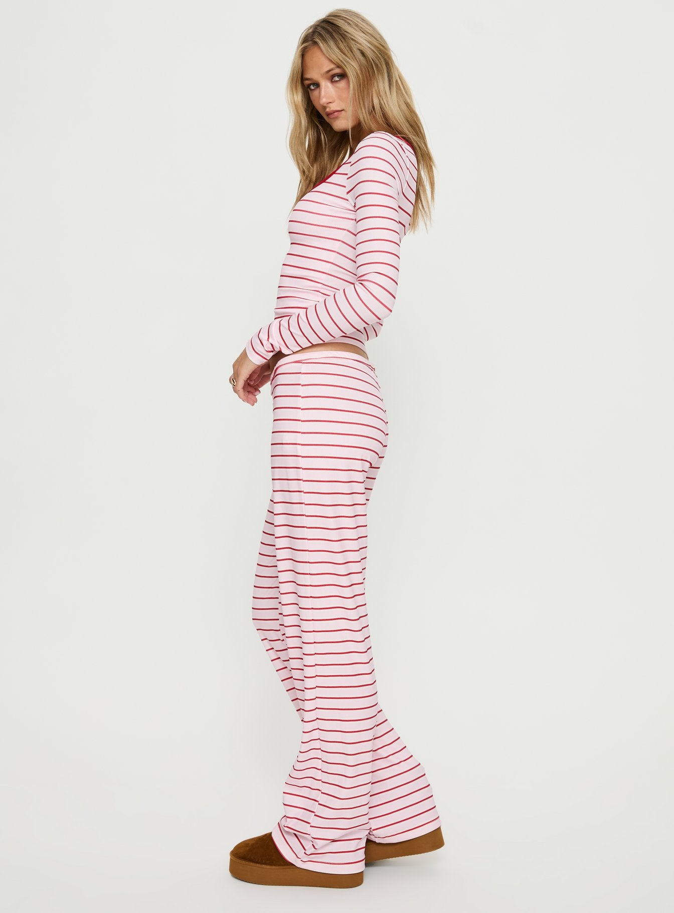 Slumber Party Sleep Rib Pants Pink Stripe - Image 4