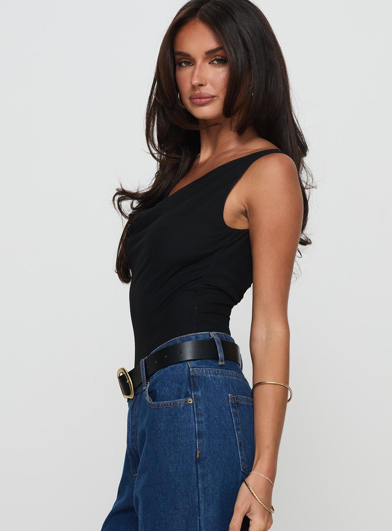 Axton Cowl Neck Bodysuit Black - Image 4
