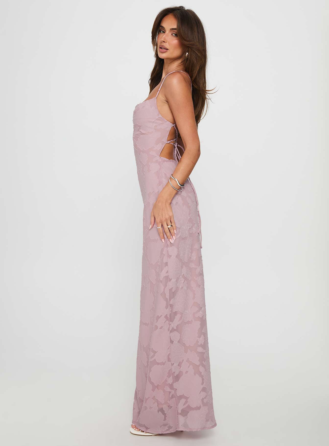 Celena Maxi Dress Light Pink Burnout - Image 4