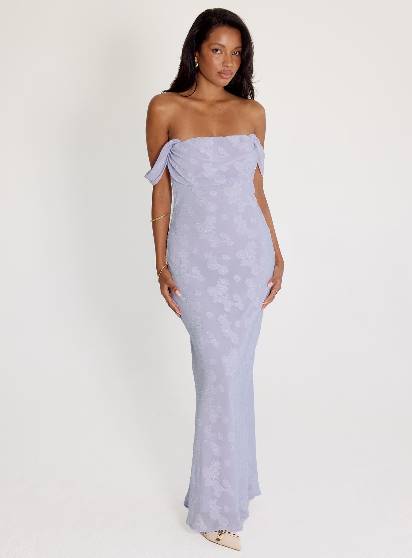 Azura Off The Shoulder Maxi Dress Lilac - Image 3