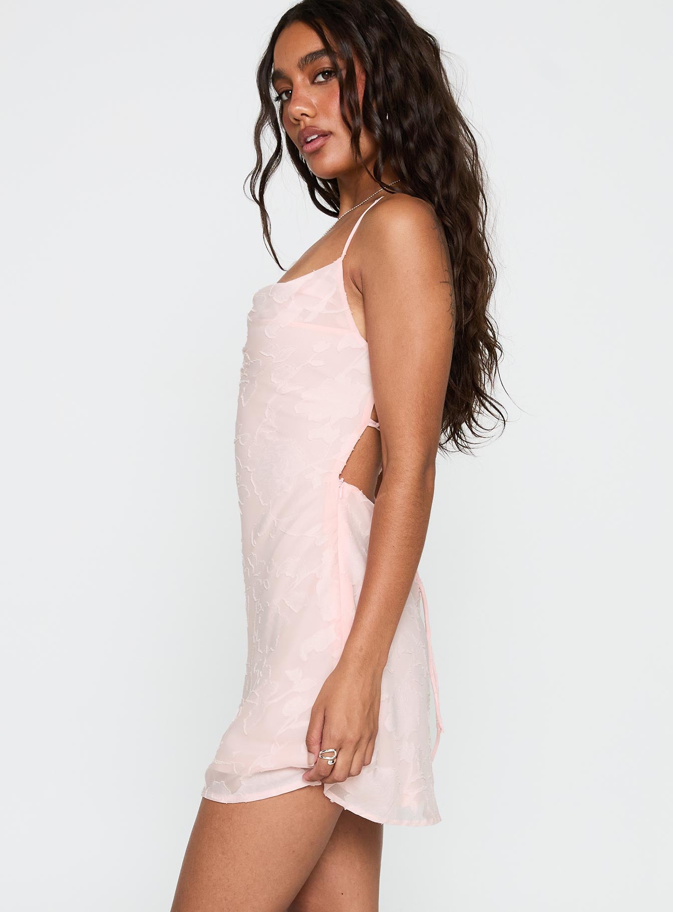Celena Mini Dress Pink Burnout - Image 4