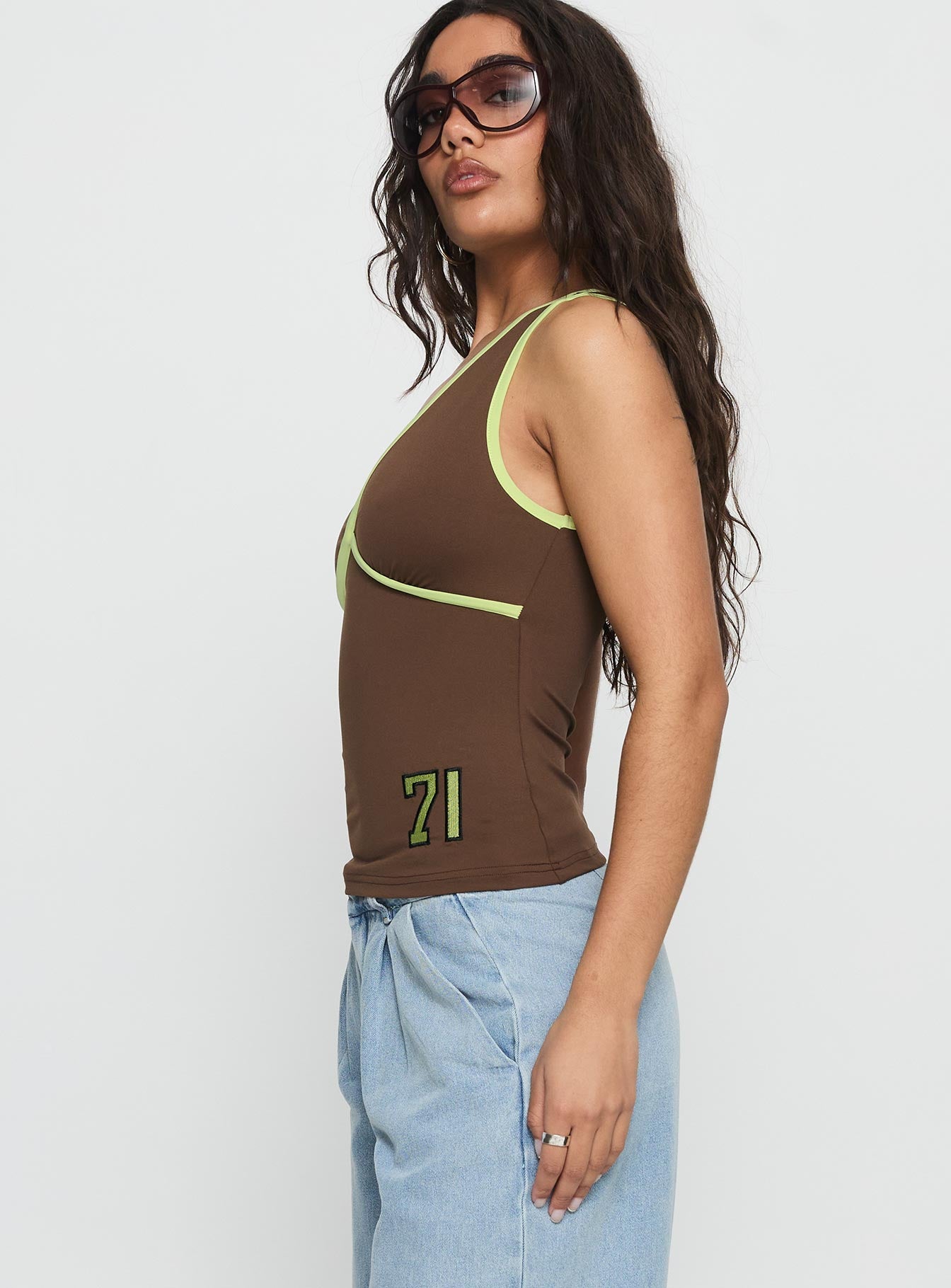 71 Classics V Neck Top Brown - Image 3