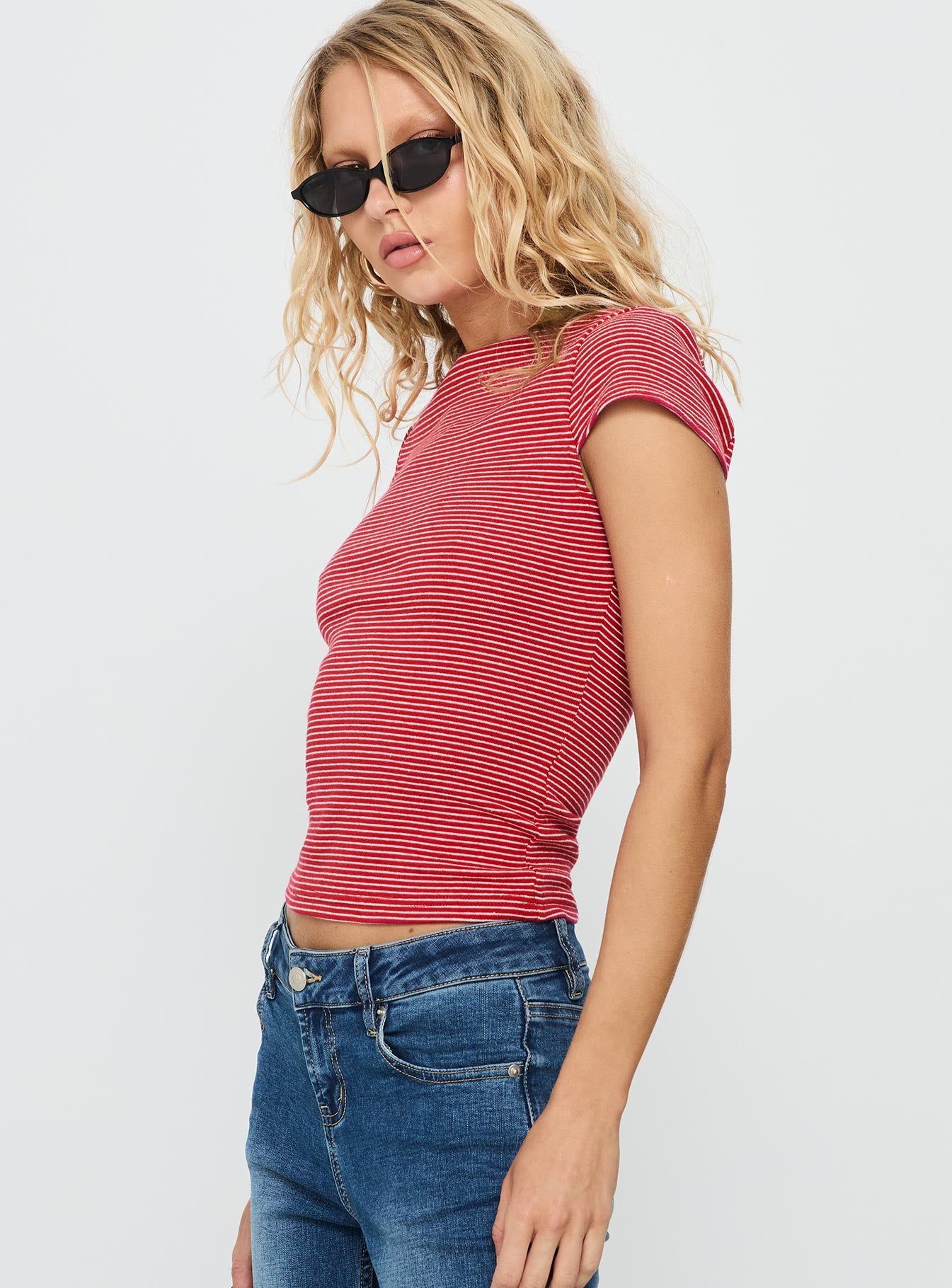 Nyren Low Back Boatneck Top Red Stripe - Image 4