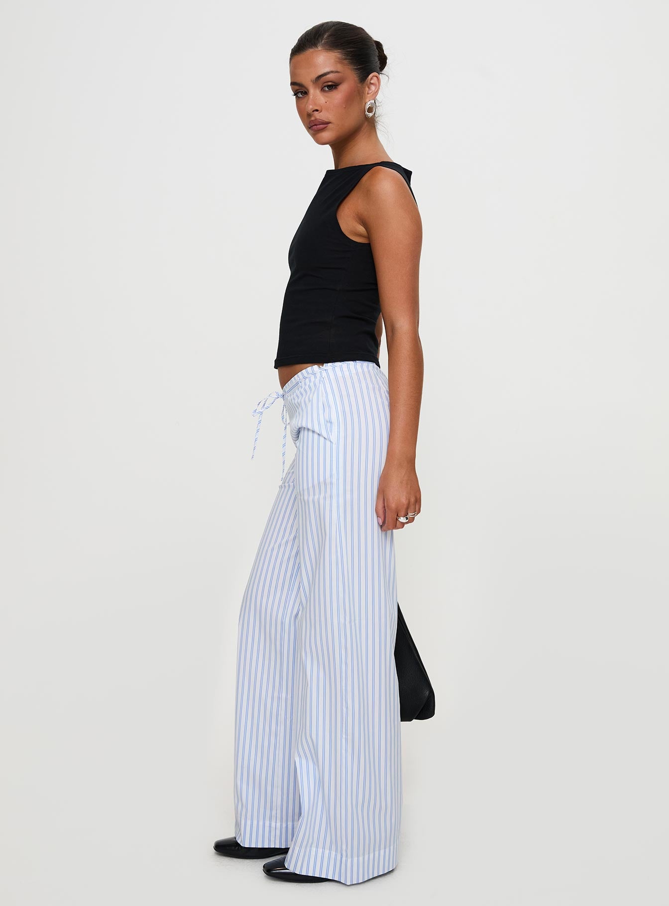 Collied Low Rise Pants Blue White Stripe - Image 7