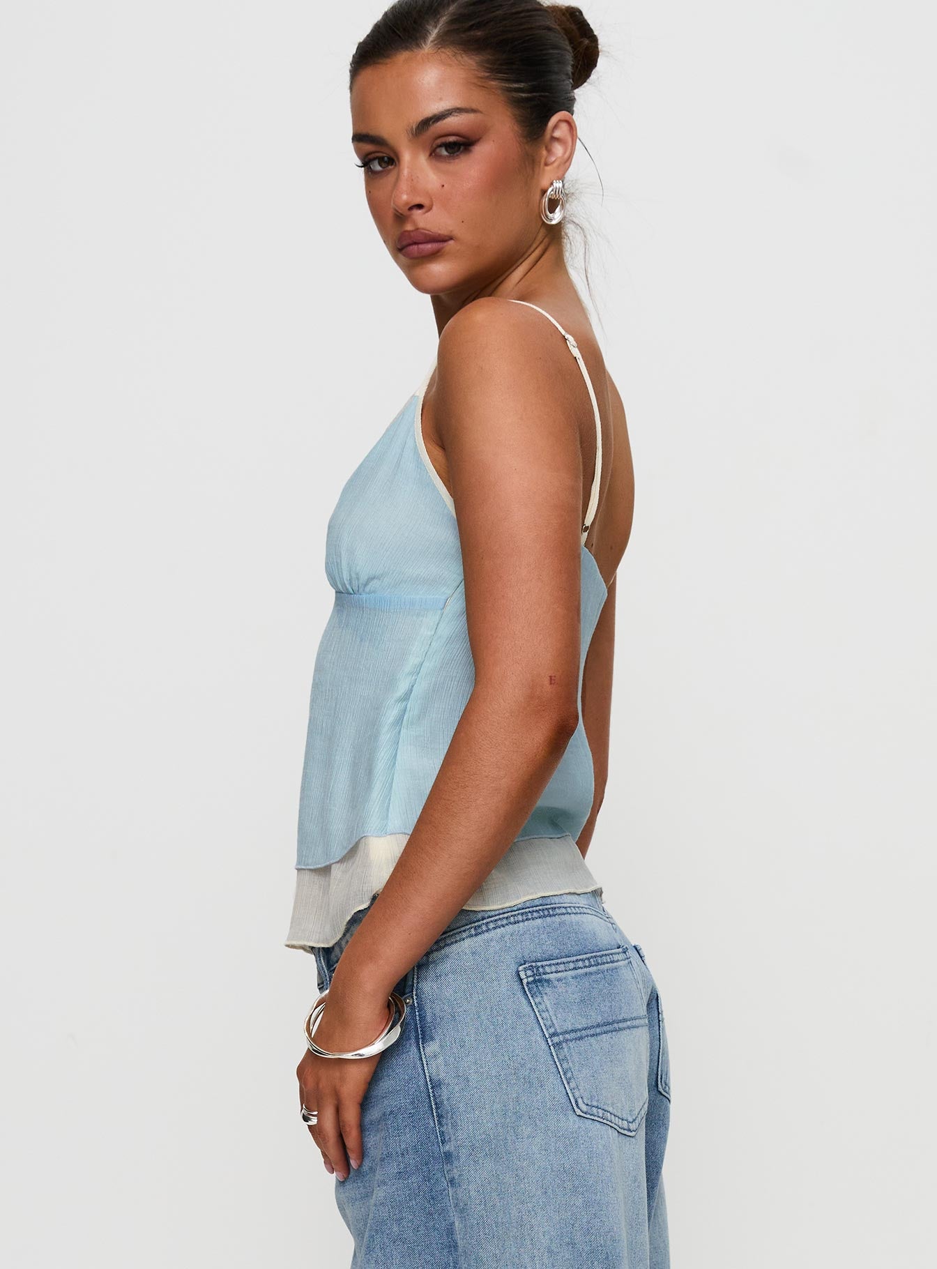 Majorie Layered Top Blue Cream - Image 3