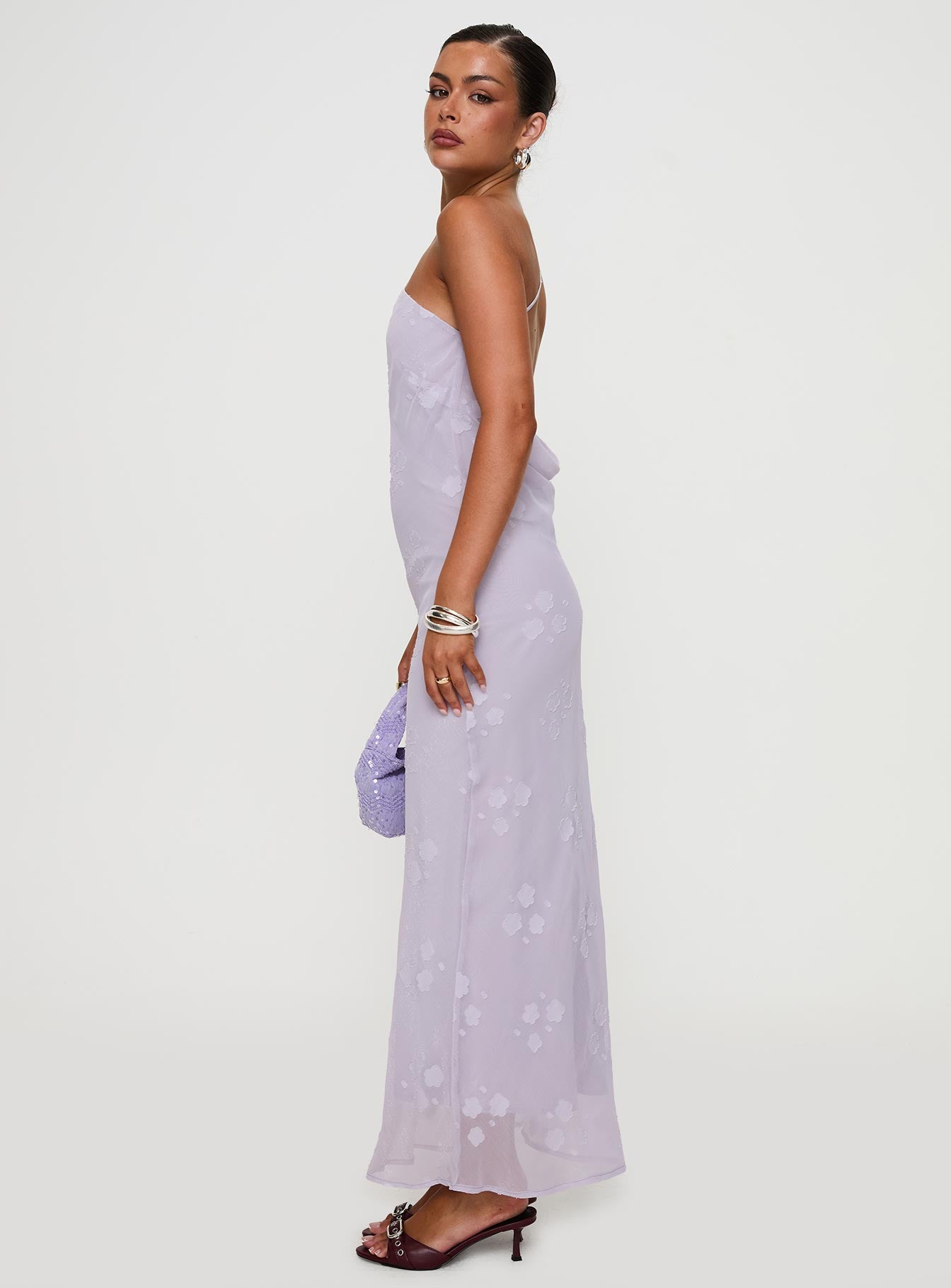 Jazmira One Shoulder Maxi Dress Lilac - Image 4