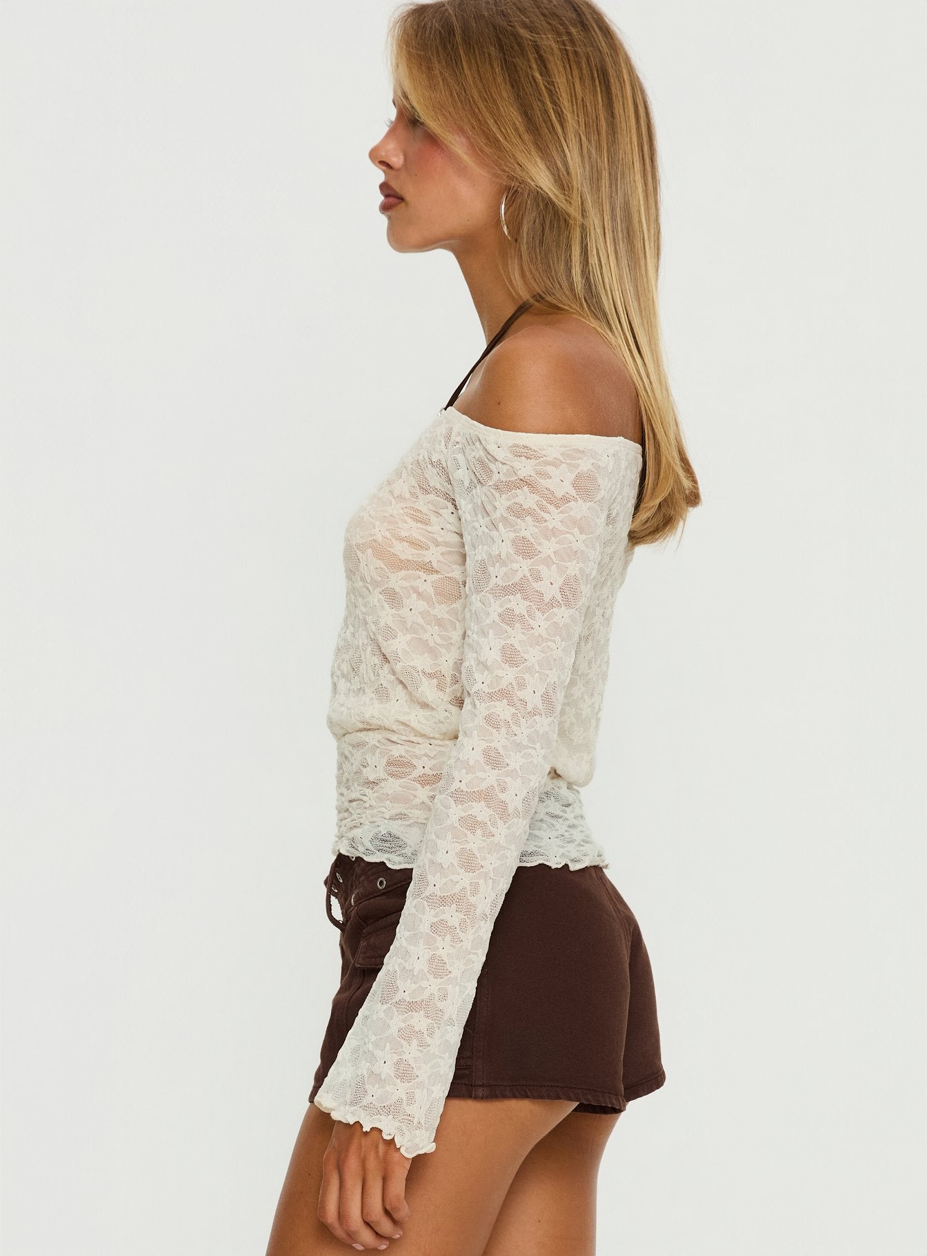 Korrine Off Shoulder Lace Top Cream - Image 4