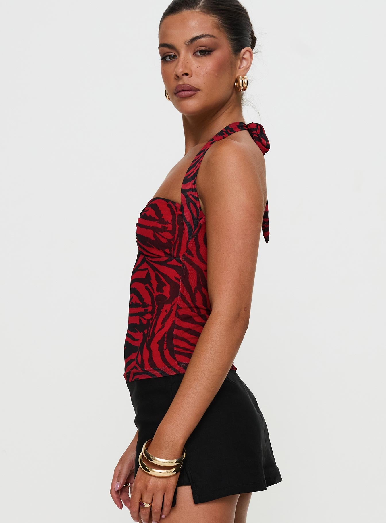 Cielo Mesh Halter Top Red Zebra - Image 9