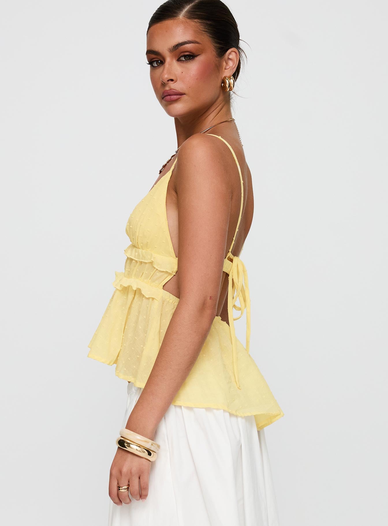 Blondelle Frill Detail Top Yellow - Image 4