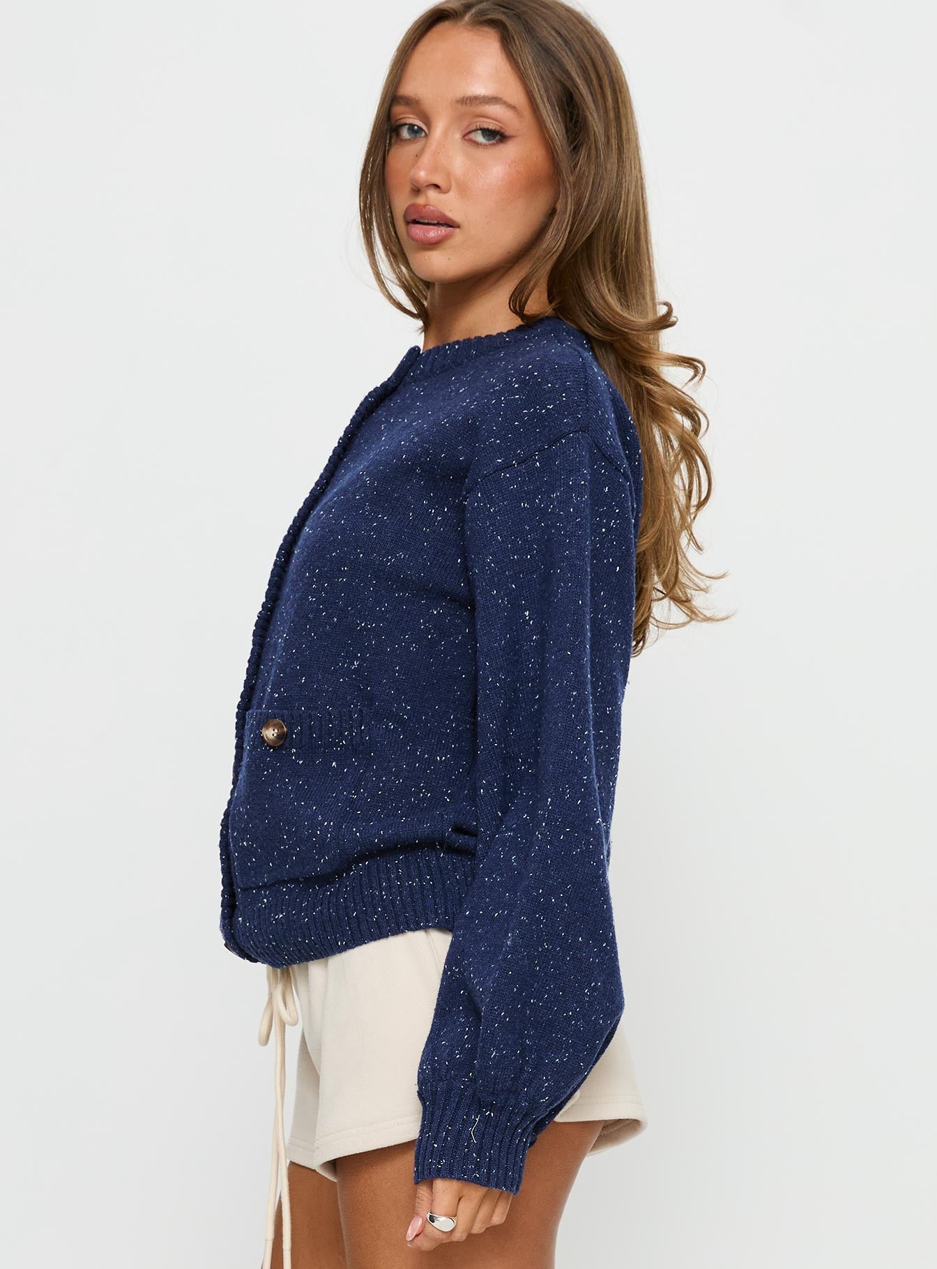 Dorah Boxy Cardigan Navy Blue - Image 4