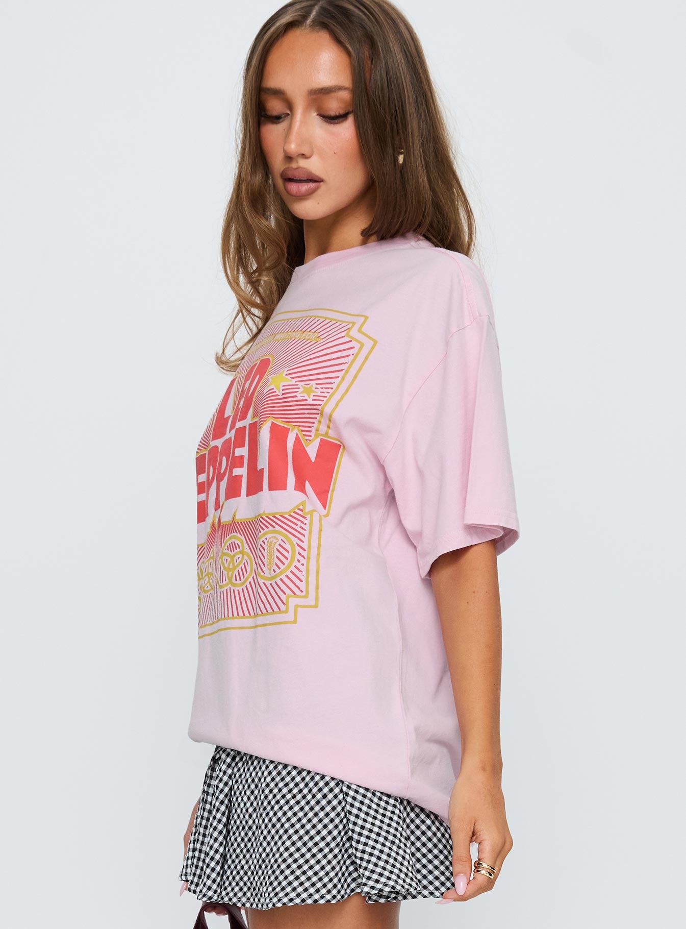 Led Zeppelin Oversized Vintage Graphic Top Pink - Image 3